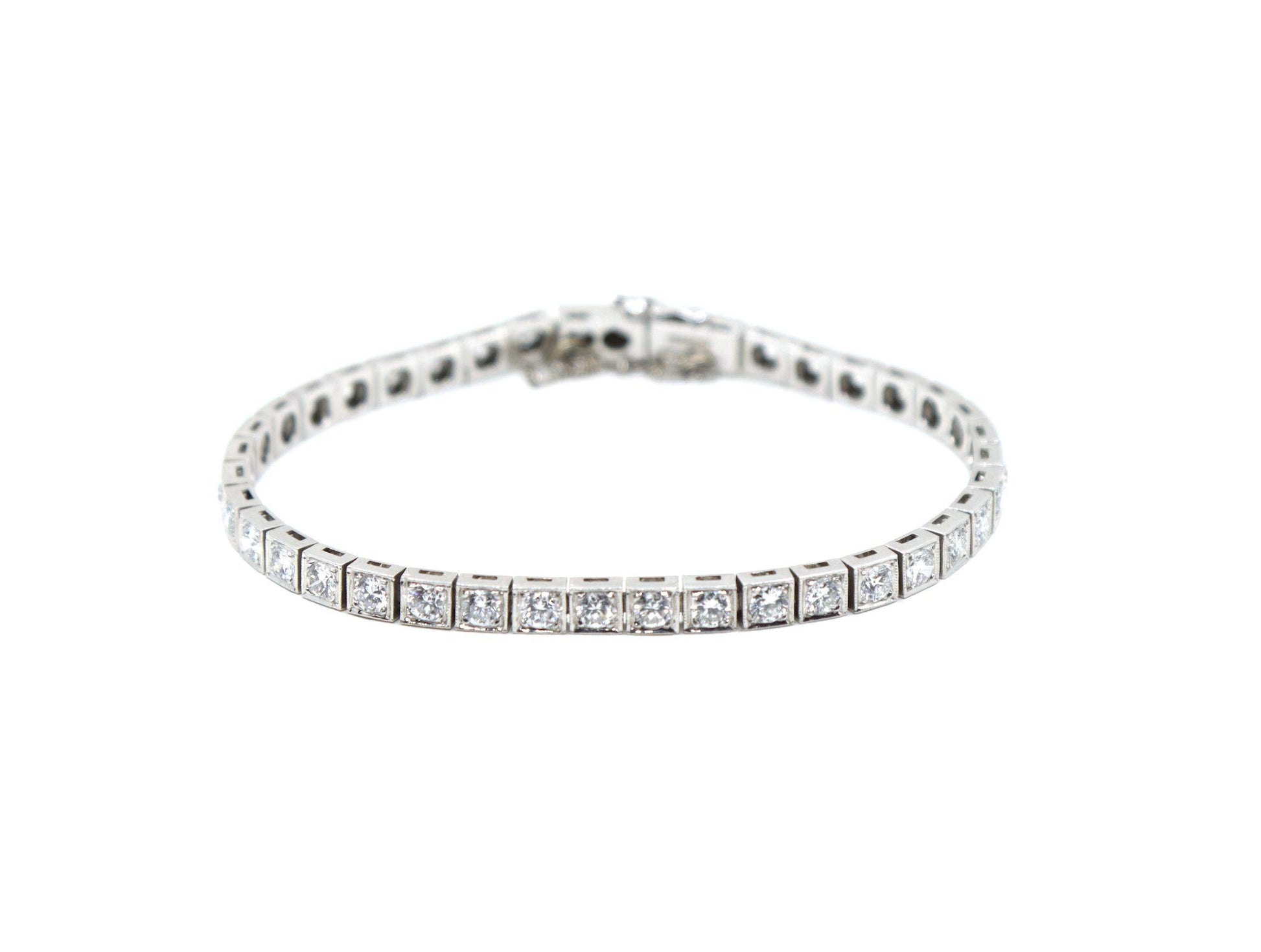 Vintage Platinum Diamond Tennis Bracelet