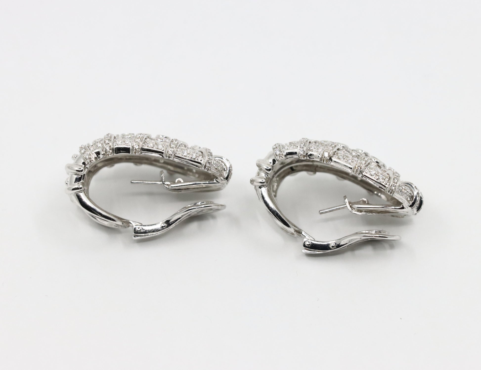 R.C.M 18K White Gold Diamond Earrings Italian