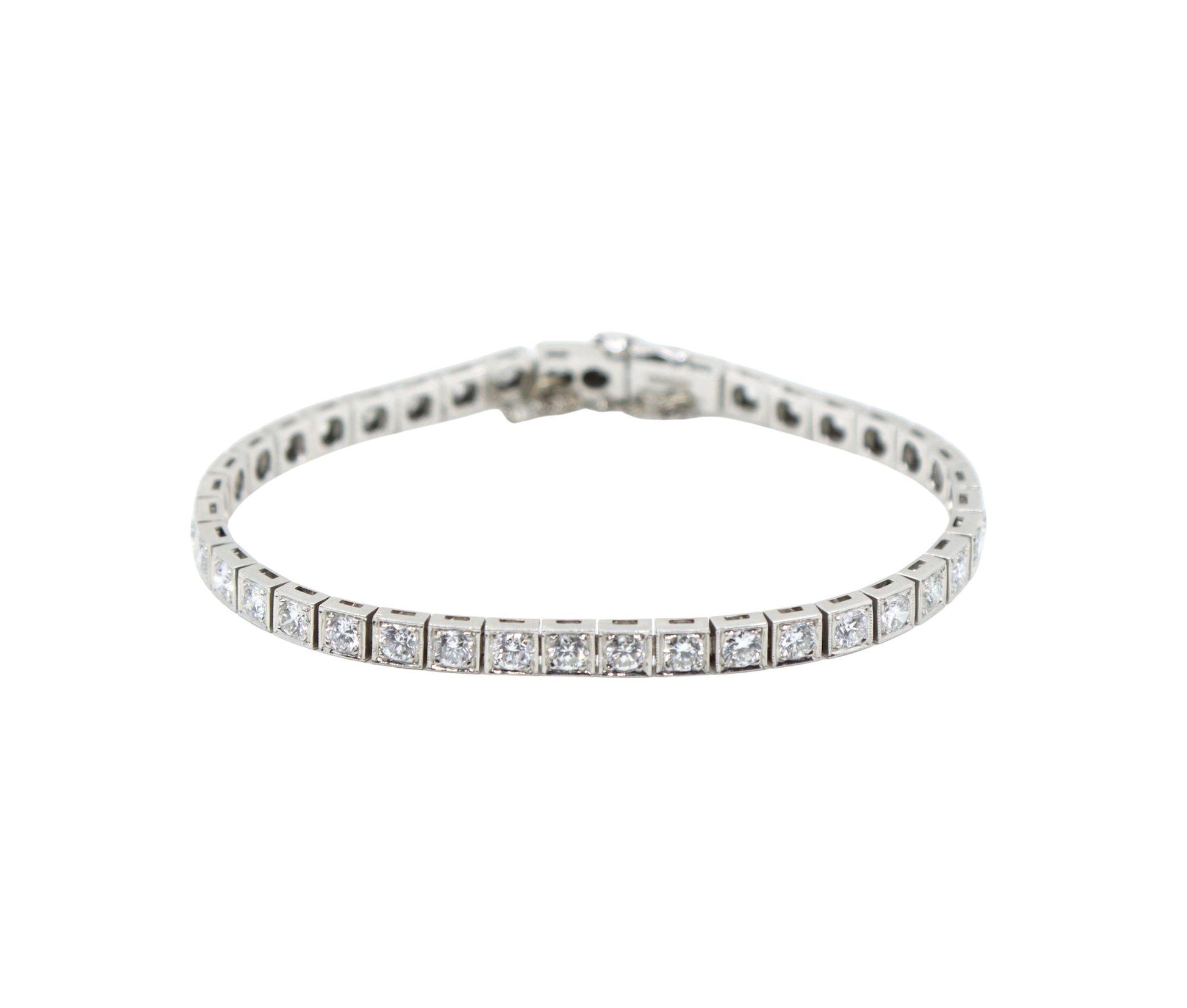 Vintage Platinum Diamond Tennis Bracelet