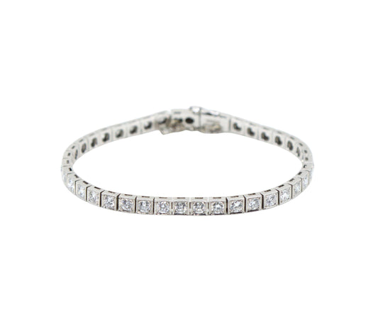 Vintage Platinum Diamond Tennis Bracelet