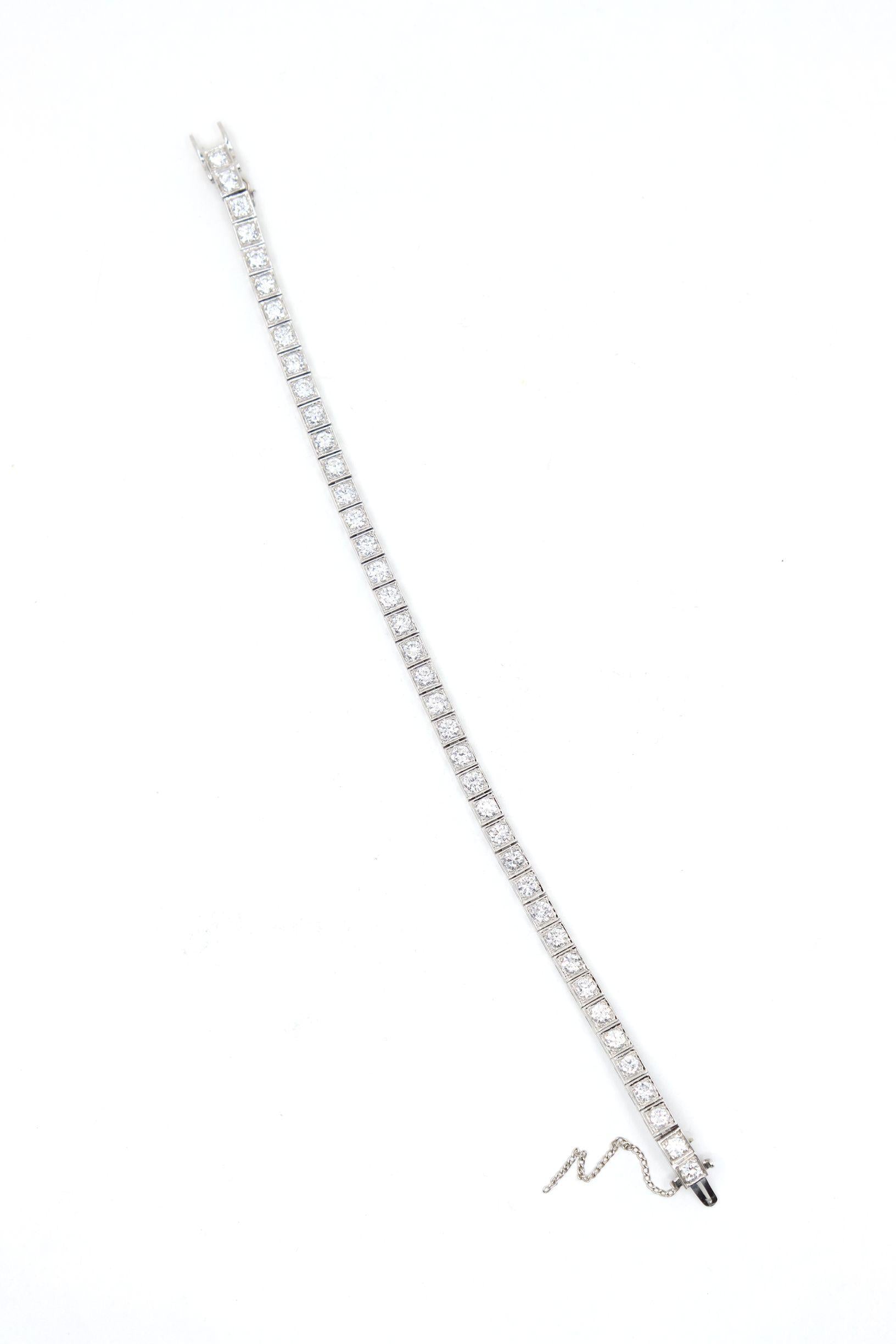Vintage Platinum Diamond Tennis Bracelet