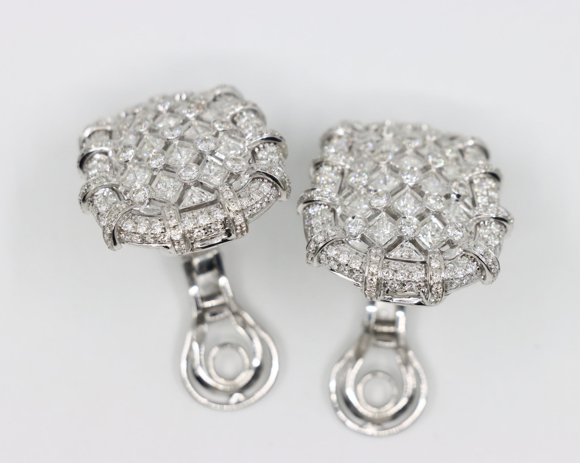 R.C.M 18K White Gold Diamond Earrings Italian