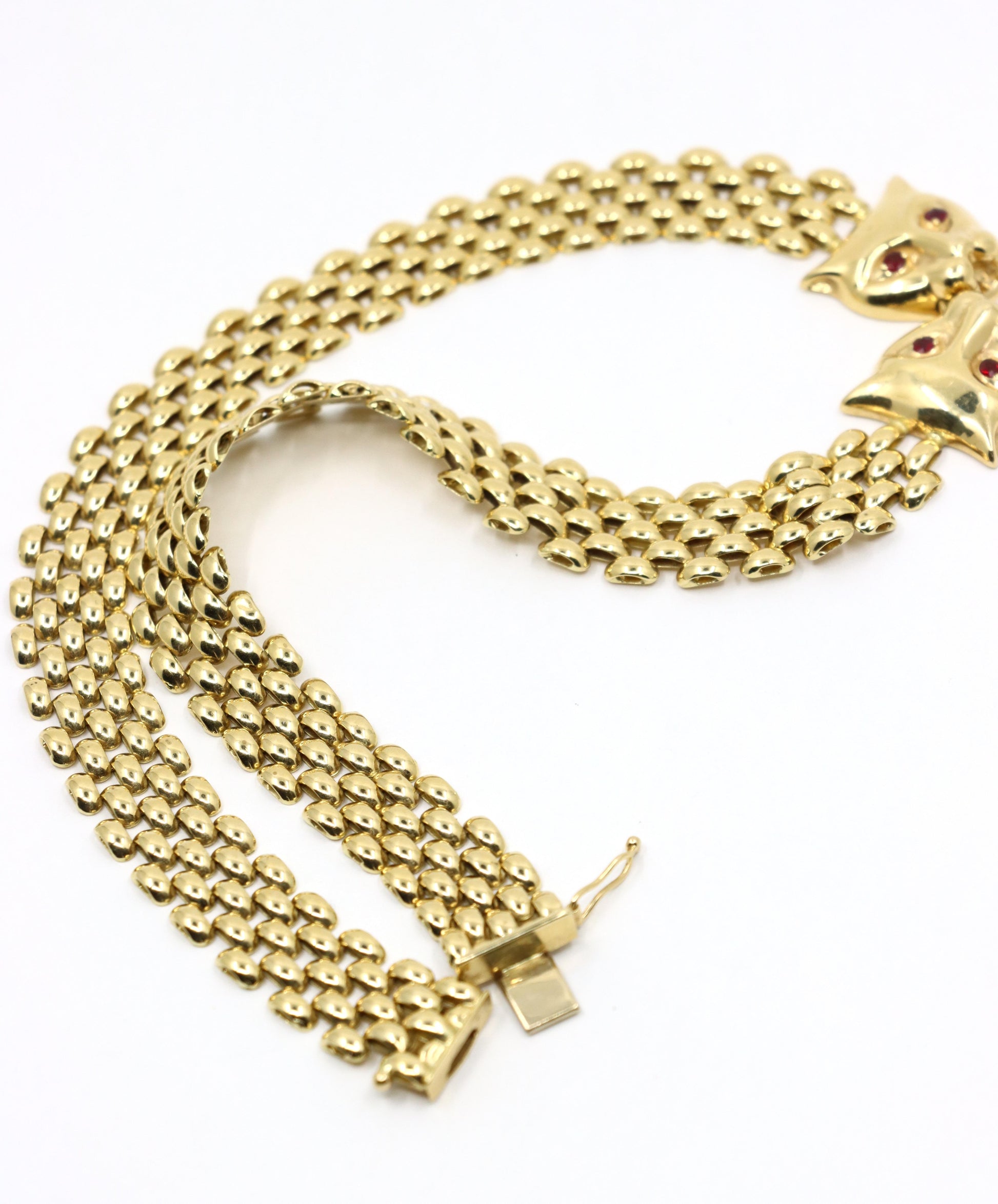 Vintage 14K Gold Ruby Panther Fox Necklace