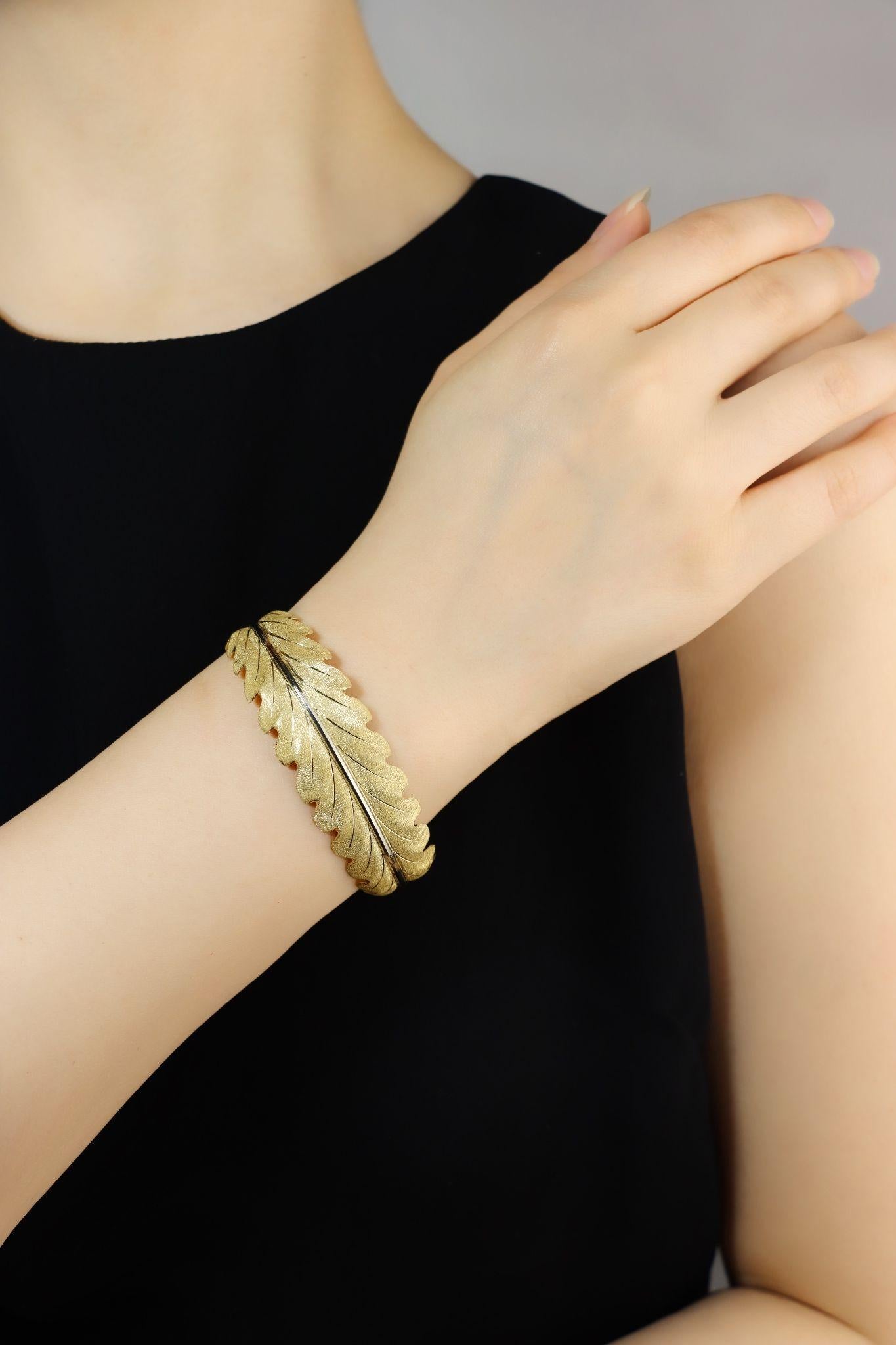 Buccellati 18K Gold Leaf Motif Cuff Bracelet