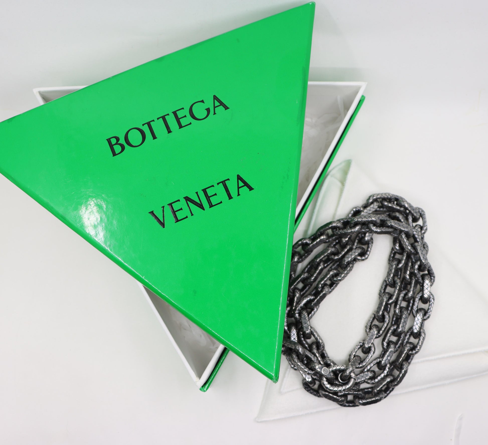 Bottega Veneta Sterling Silver Weave Chunky Chain Necklace