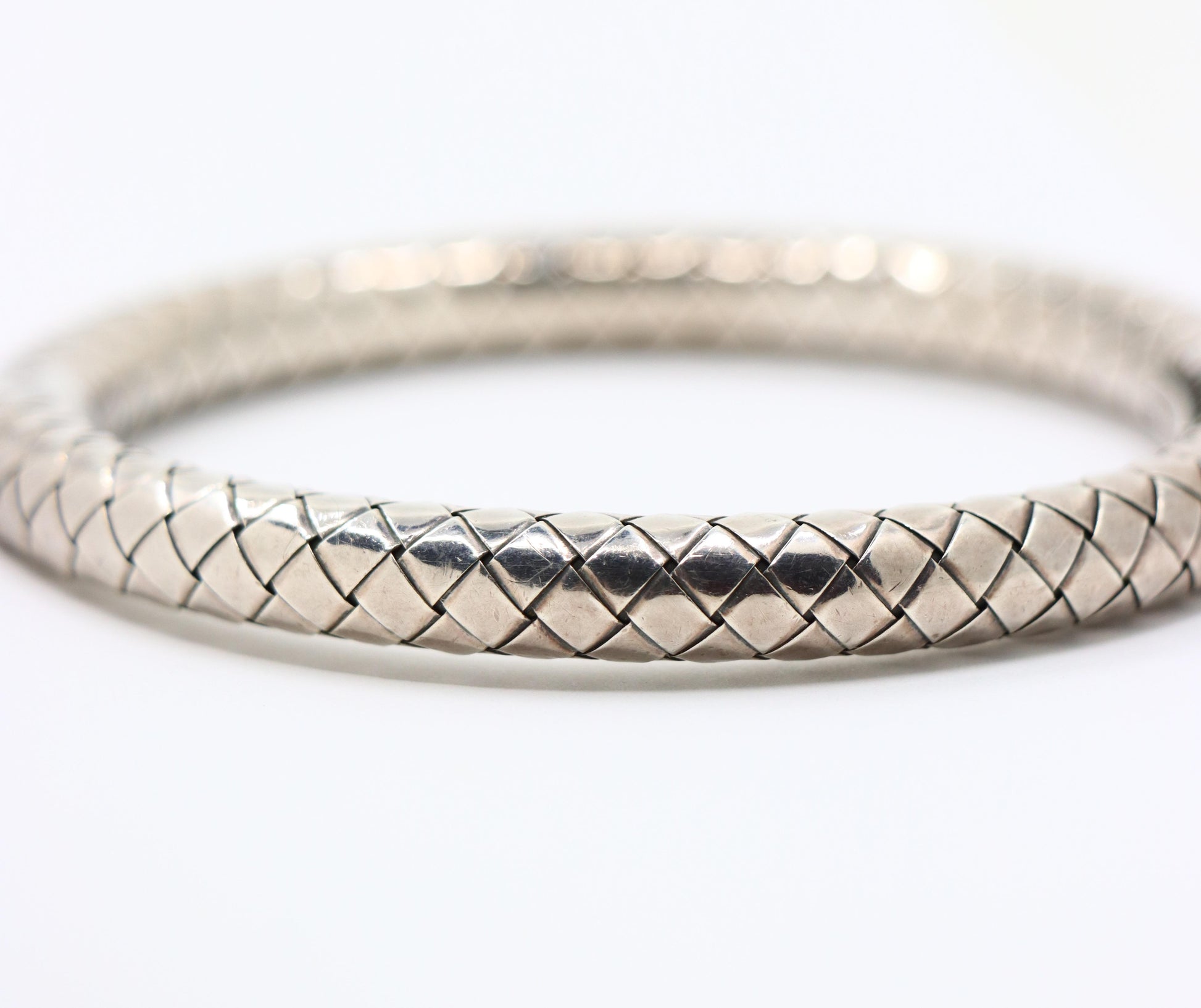 Bottega Veneta Sterling Silver Weave Bangle Bracelet