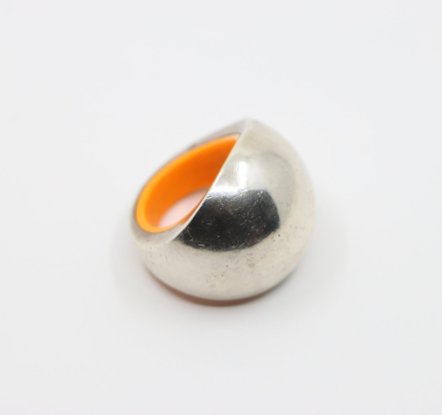 Hermes Sterling Silver Quark Cocktail Orange Ring