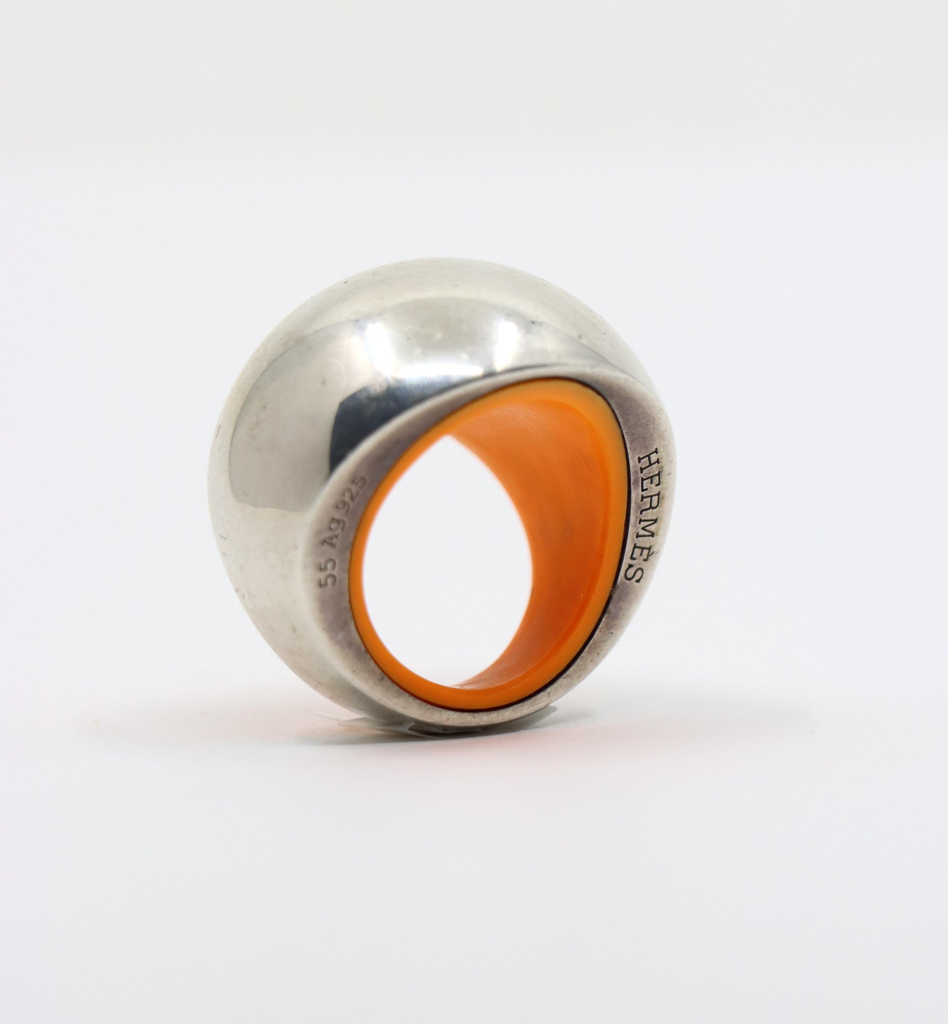 Hermes Sterling Silver Quark Cocktail Orange Ring