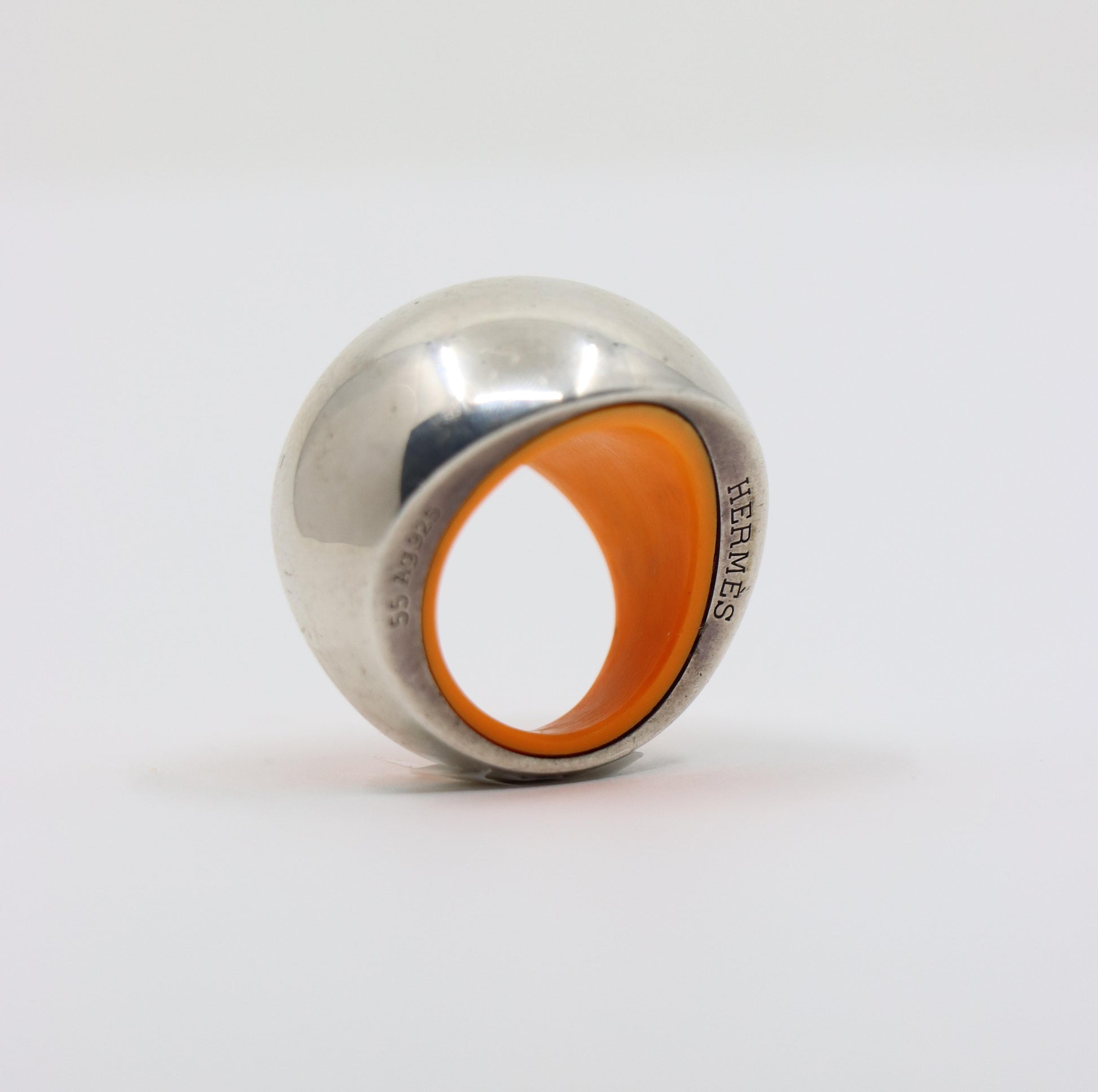 Hermes Sterling Silver Quark Cocktail Orange Ring