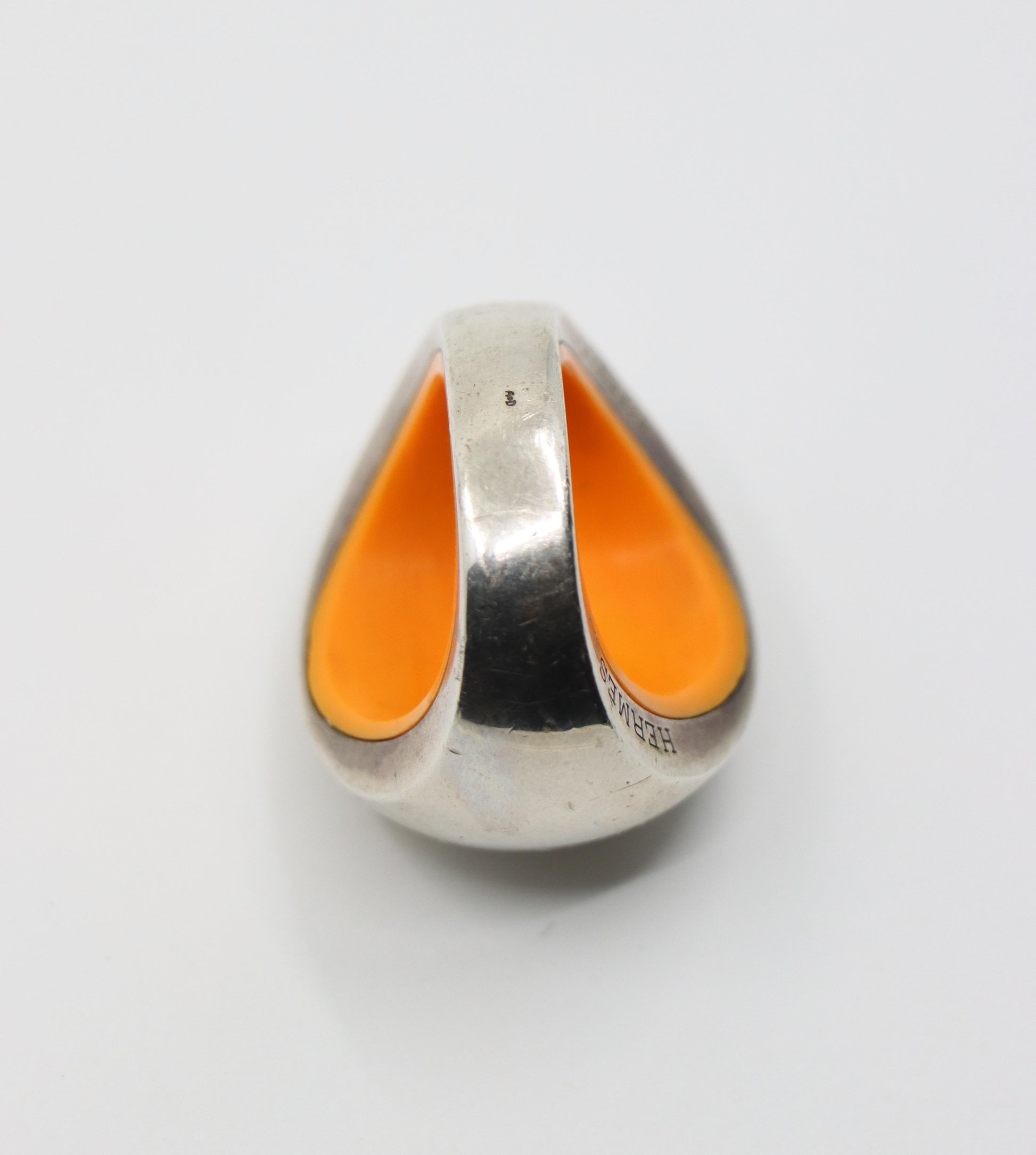 Hermes Sterling Silver Quark Cocktail Orange Ring