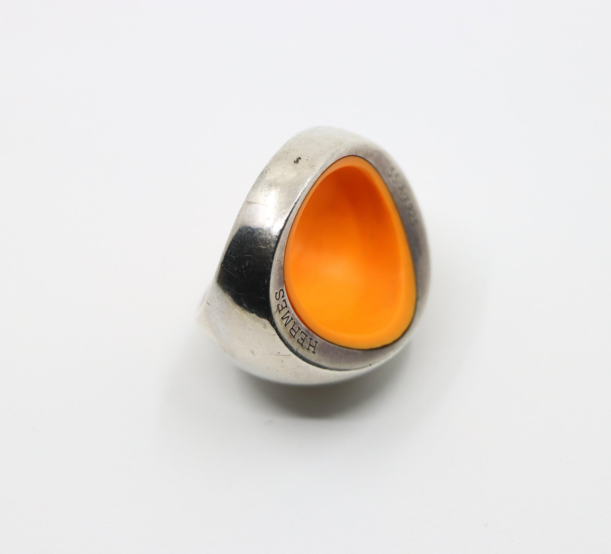 Hermes Sterling Silver Quark Cocktail Orange Ring