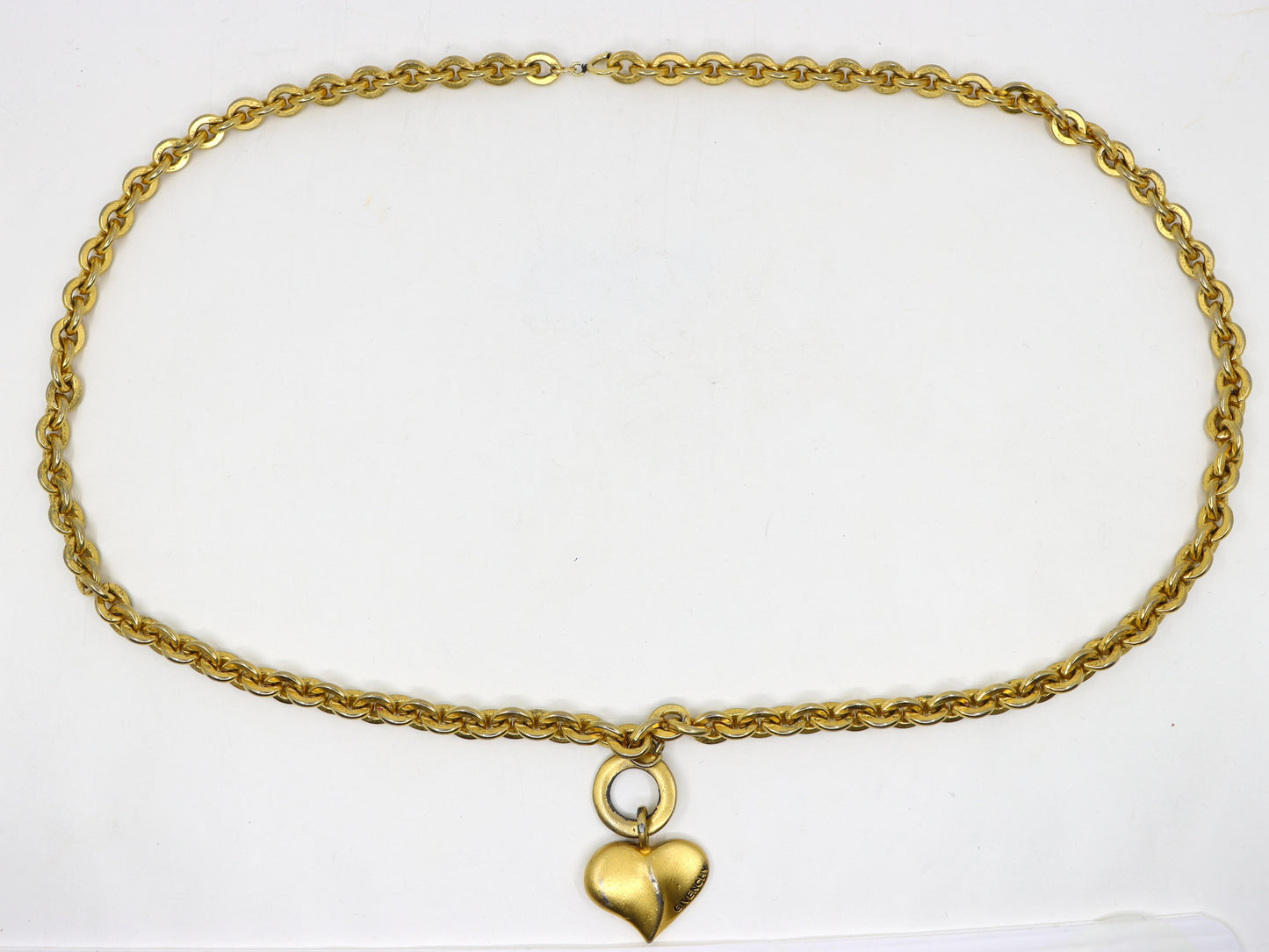 Givenchy Gold Tone Heart Pendant Chain Necklace/Belt