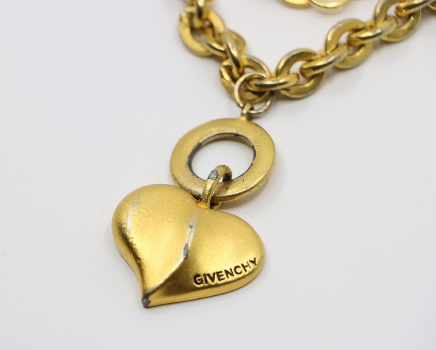 Givenchy Gold Tone Heart Pendant Chain Necklace/Belt