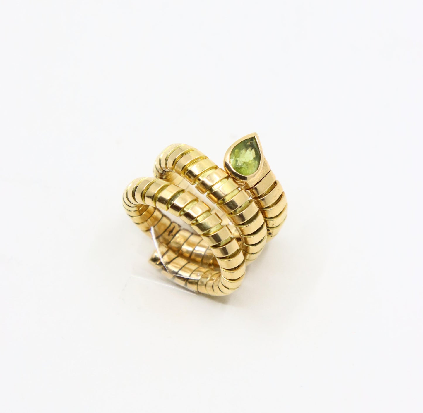 Bulgari Tubogas Serpenti Peridot 18k Yellow Gold 3-Row Ring