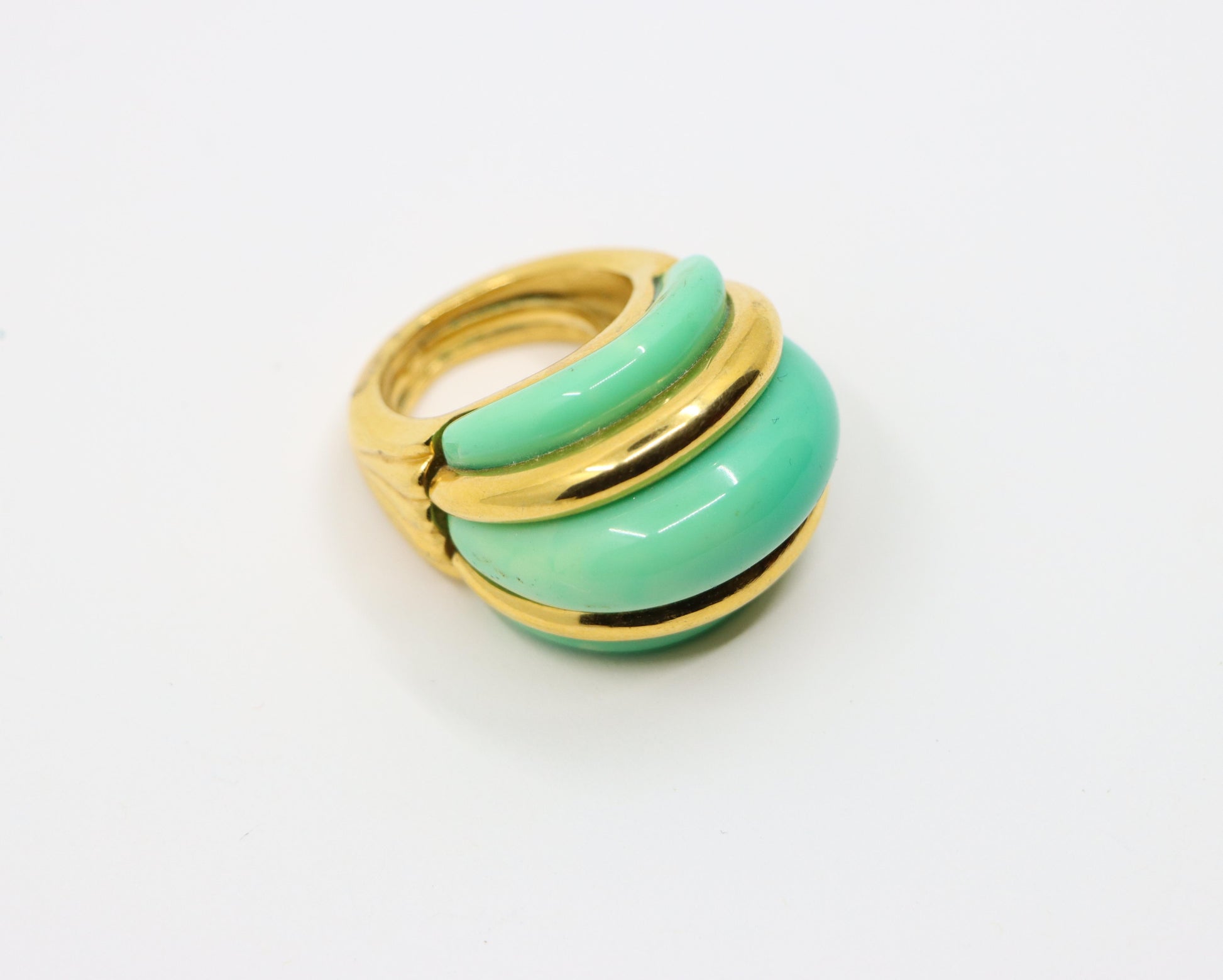 Kenneth Jay Lane KJL Gold Tone Turquoise-Like Resin Ring