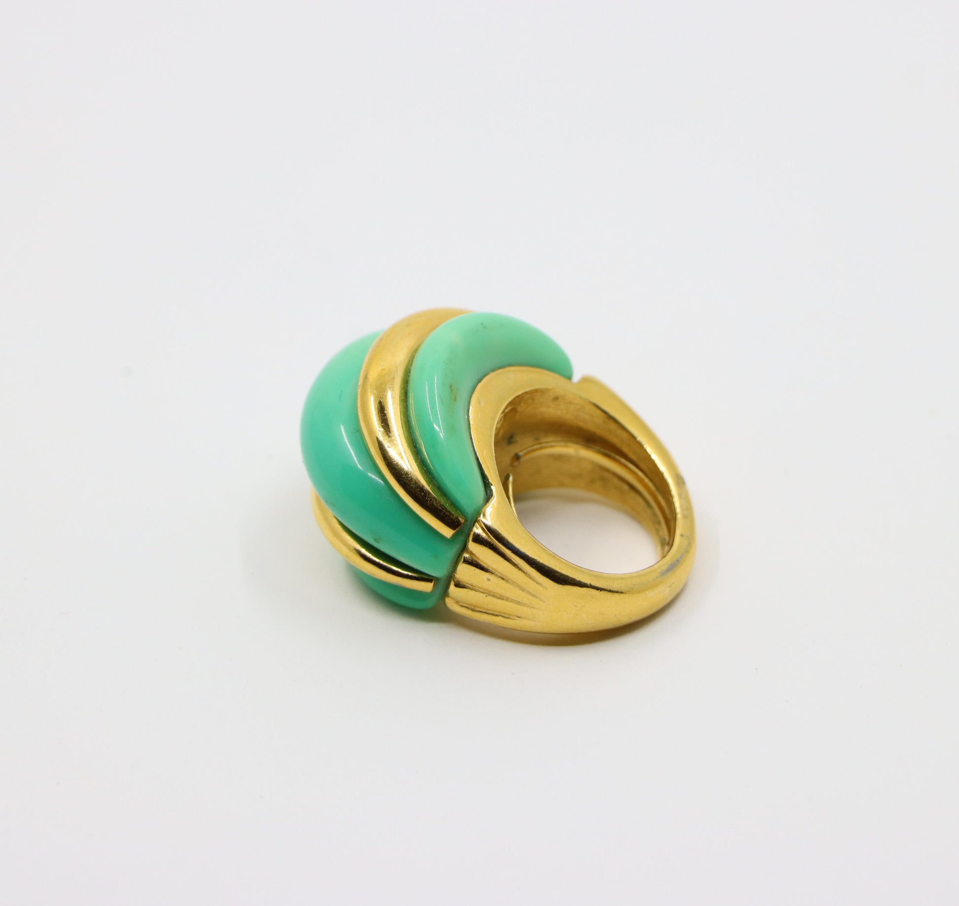 Kenneth Jay Lane KJL Gold Tone Turquoise-Like Resin Ring