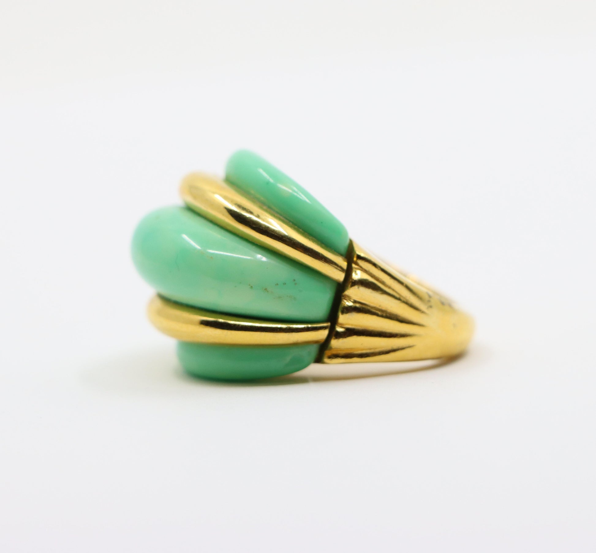 Kenneth Jay Lane KJL Gold Tone Turquoise-Like Resin Ring