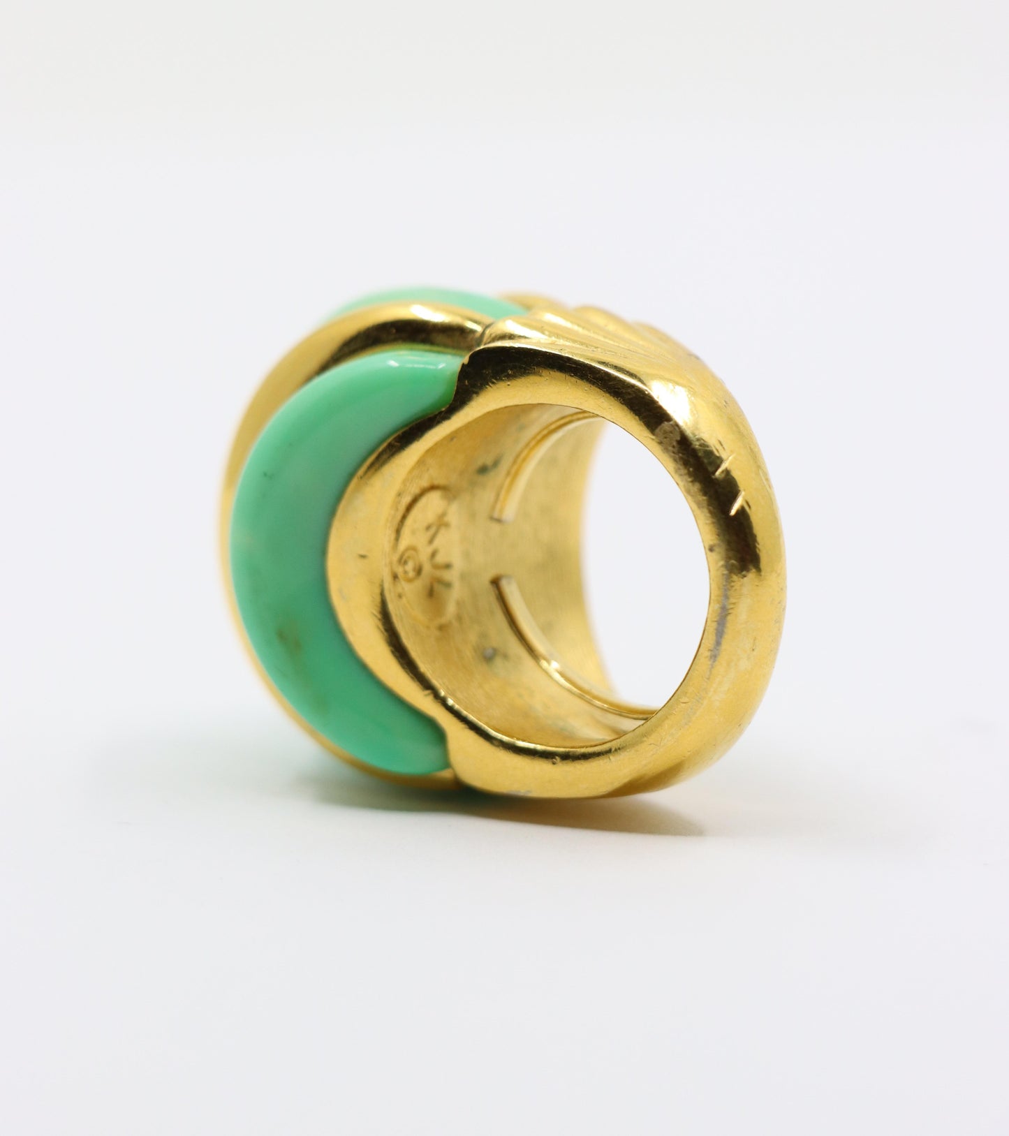 Kenneth Jay Lane KJL Gold Tone Turquoise-Like Resin Ring