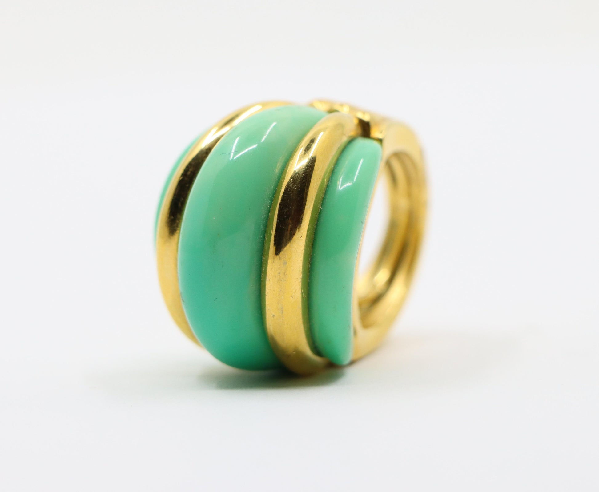 Kenneth Jay Lane KJL Gold Tone Turquoise-Like Resin Ring