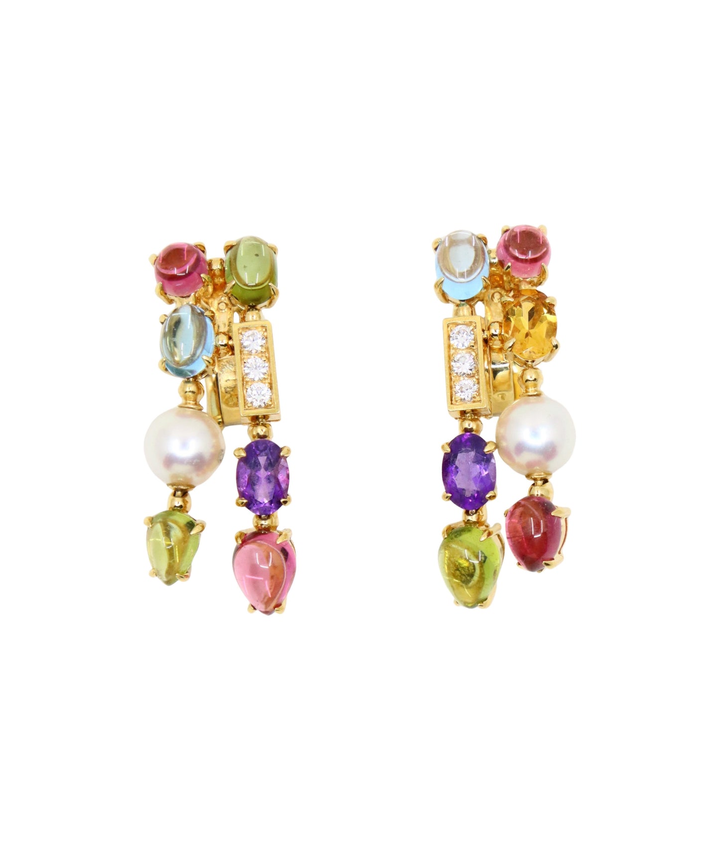 Bulgari Allegra Pearls Diamonds & Multi-gemstone Drop Earring