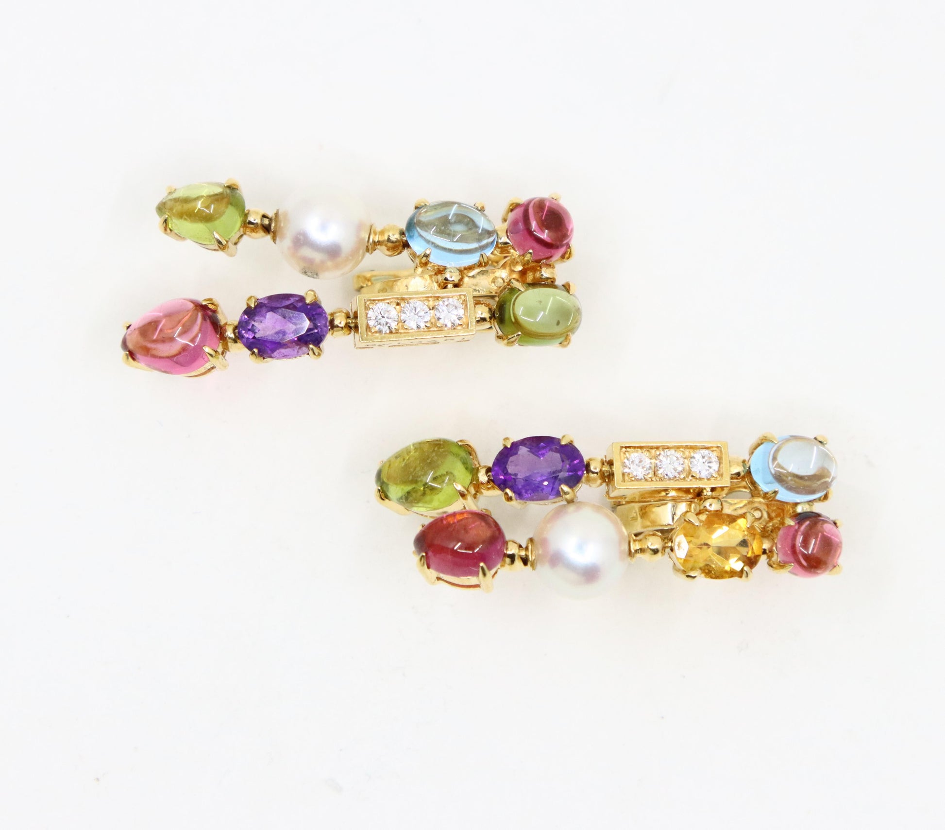 Bulgari Allegra Pearls Diamonds & Multi-gemstone Drop Earring