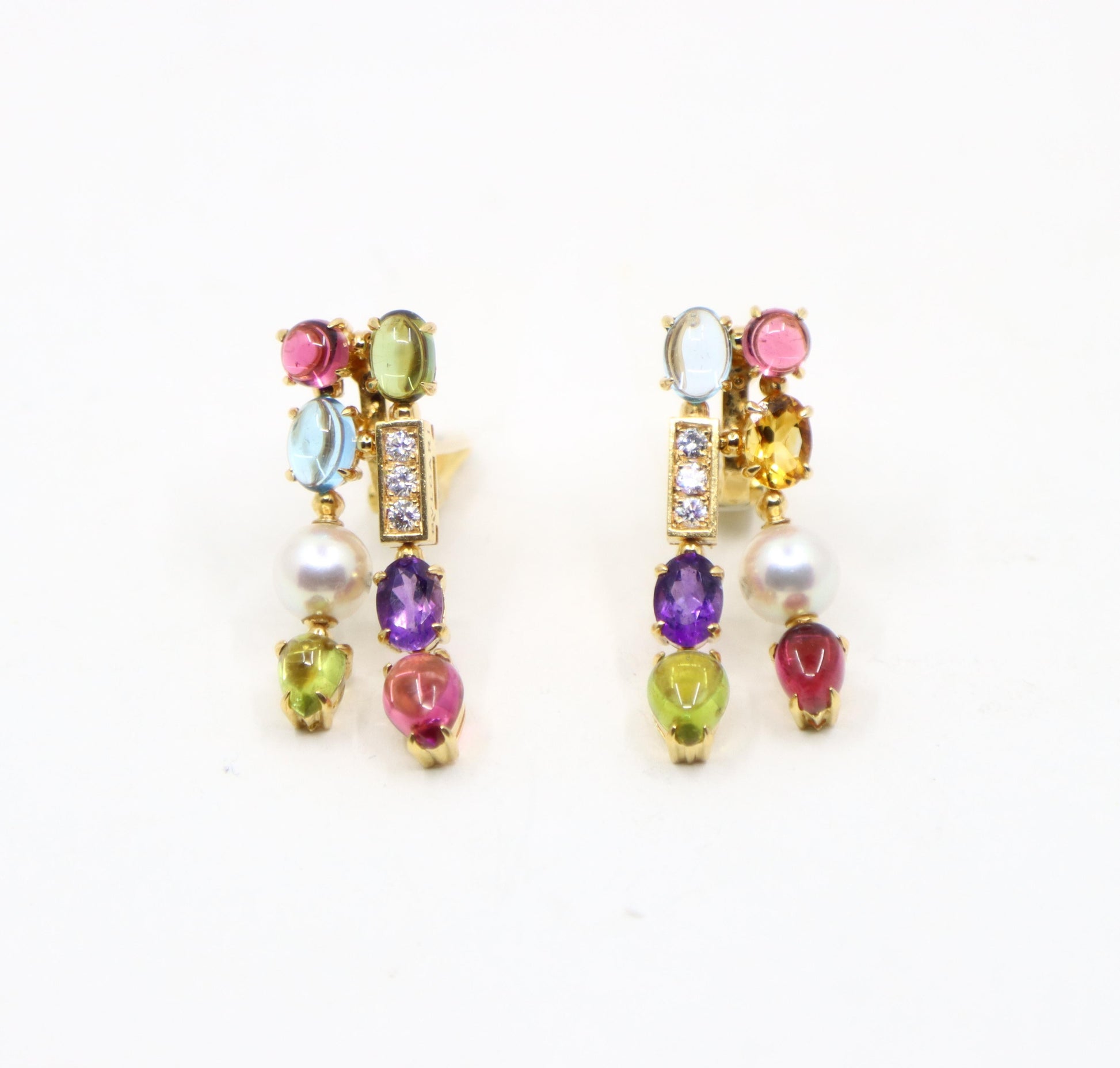 Bulgari Allegra Pearls Diamonds & Multi-gemstone Drop Earring