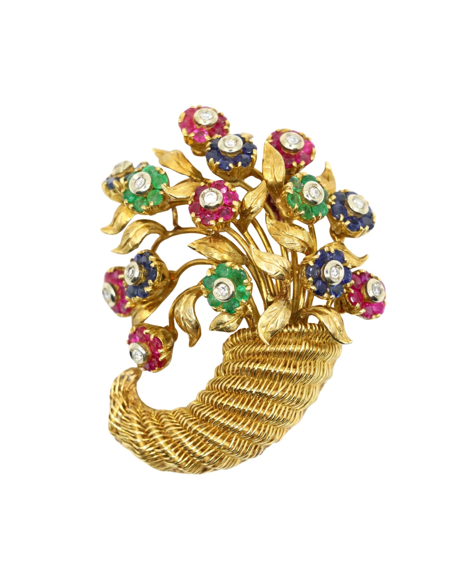 Retro Tiffany & Co. En Tremblant Gem Set Gold Brooch Pin
