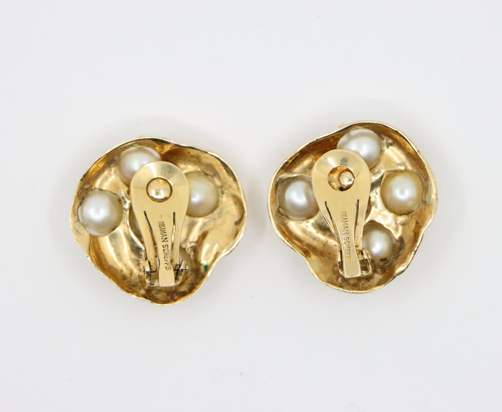 Seaman Schepps 14K Gold Pearl Earrings