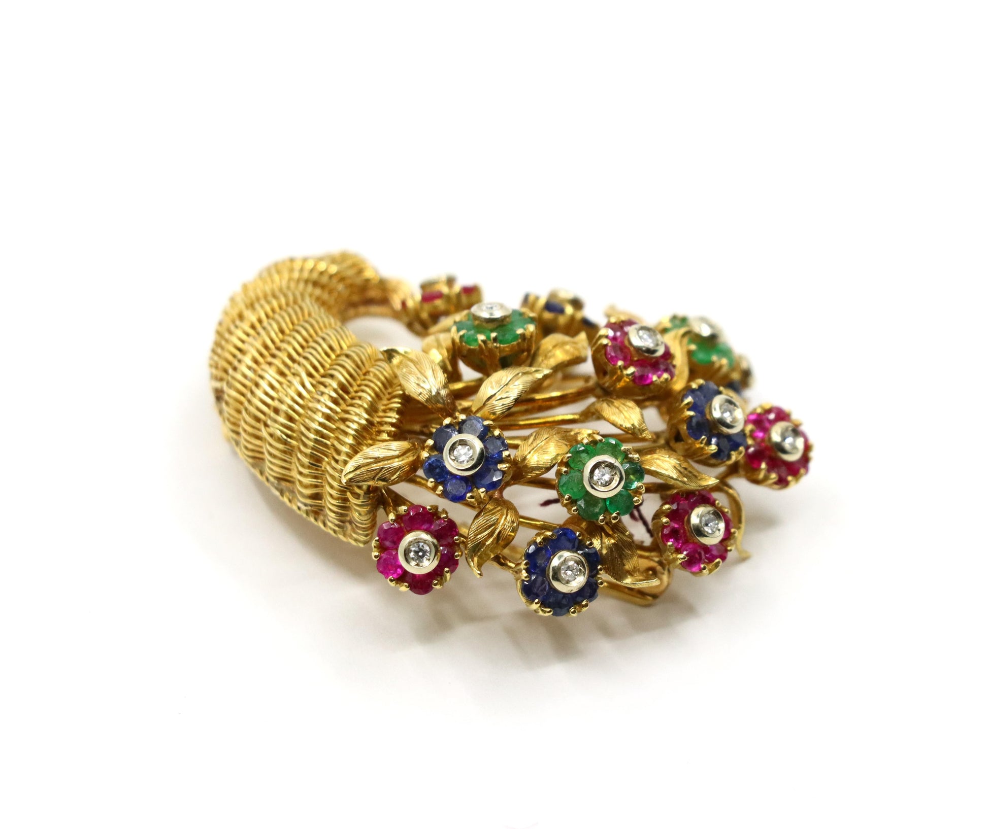 Retro Tiffany & Co. En Tremblant Gem Set Gold Brooch Pin