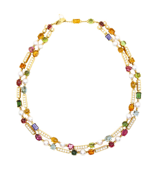 Bulgari Allegra Pearls Diamonds & Multi-gemstone Necklace