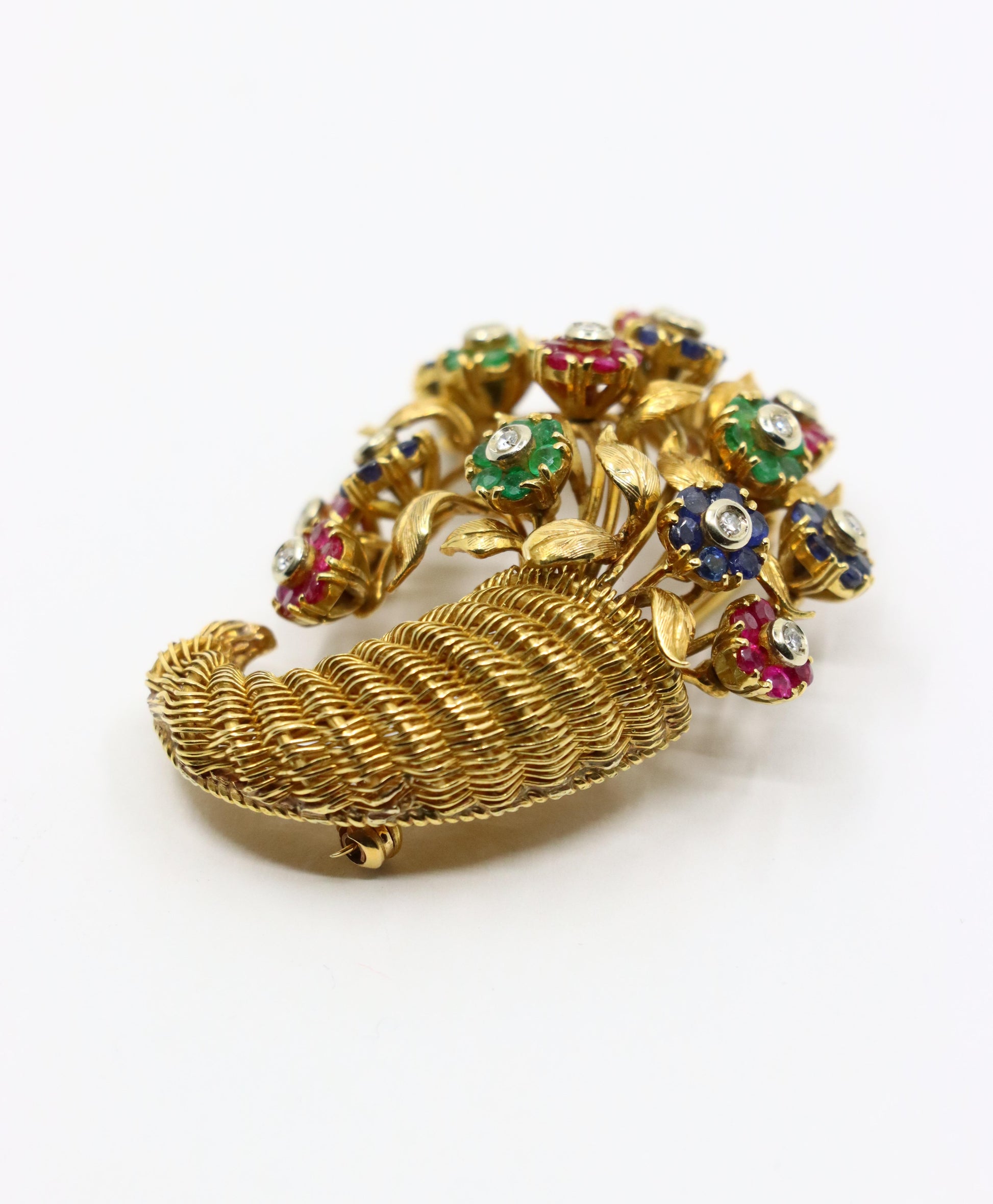 Retro Tiffany & Co. En Tremblant Gem Set Gold Brooch Pin