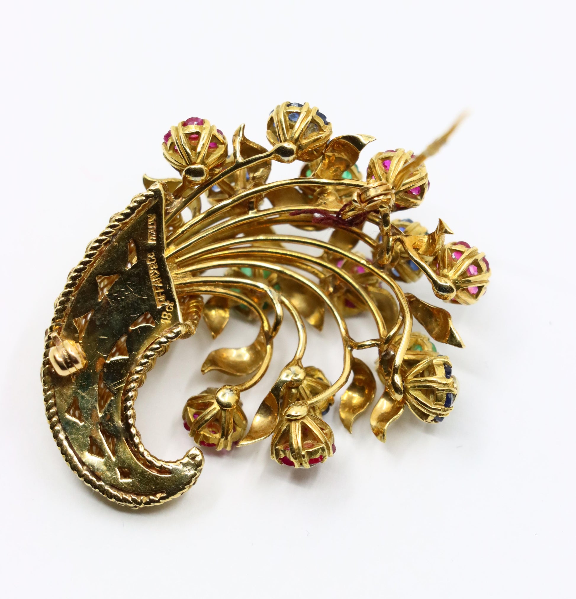 Retro Tiffany & Co. En Tremblant Gem Set Gold Brooch Pin