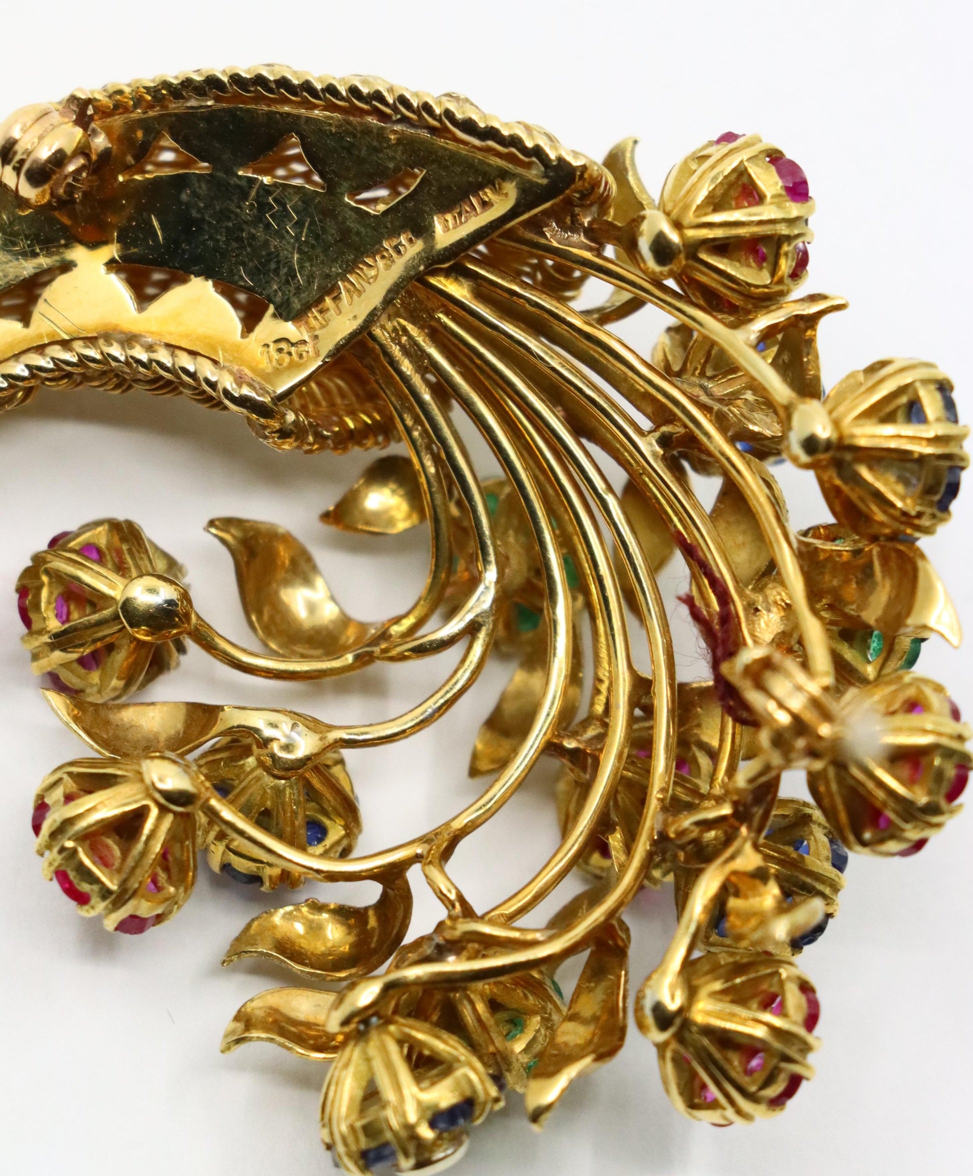 Retro Tiffany & Co. En Tremblant Gem Set Gold Brooch Pin
