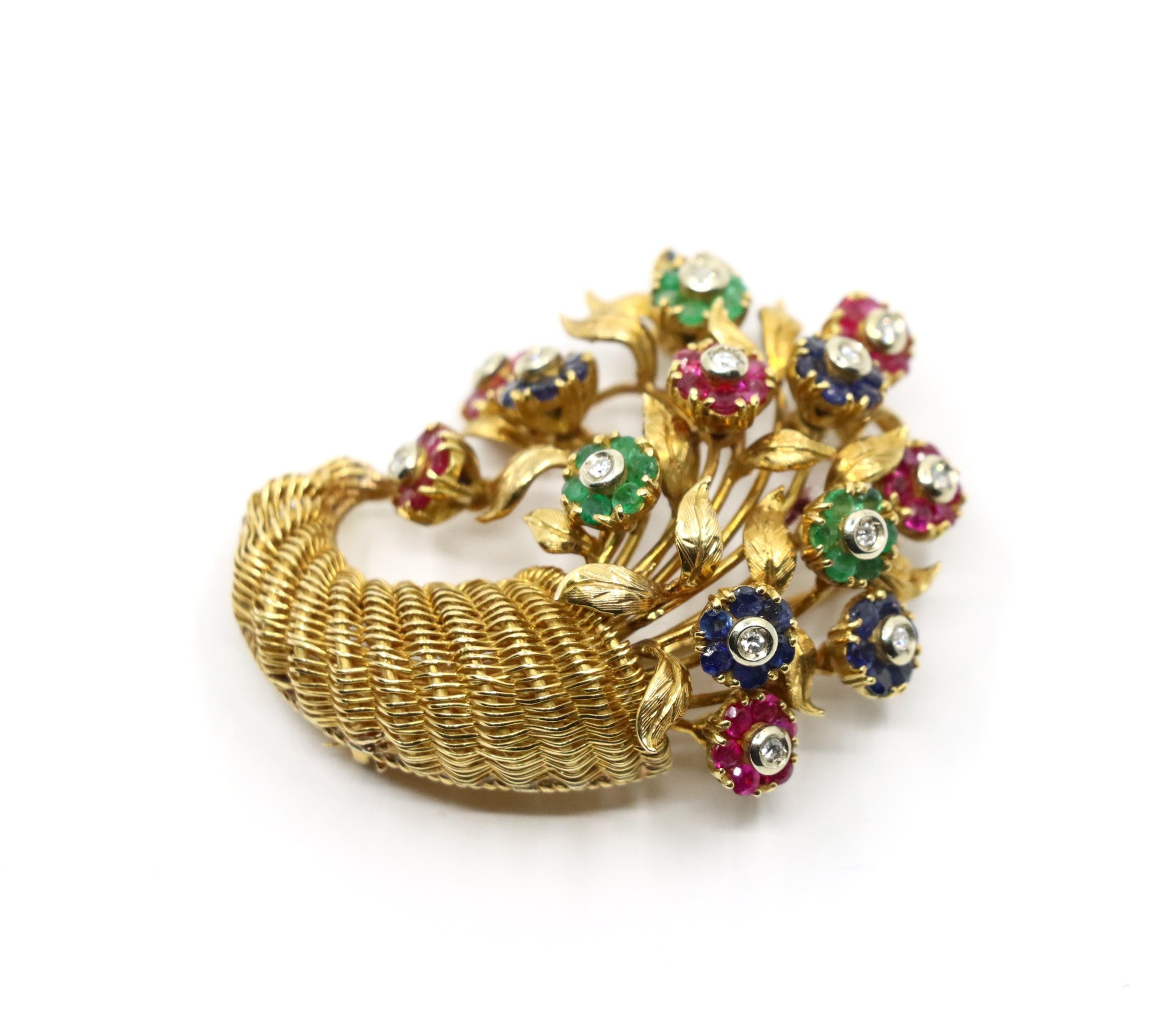 Retro Tiffany & Co. En Tremblant Gem Set Gold Brooch Pin