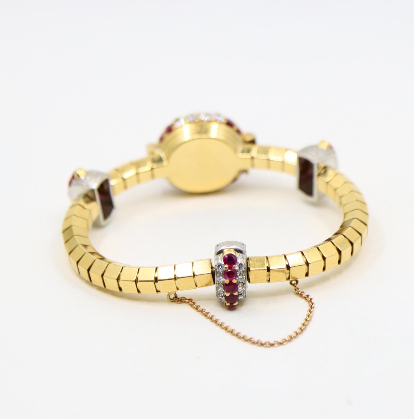 Retro Oscar Heyman 18K Yellow & White Gold Ruby Diamonds Bracelet