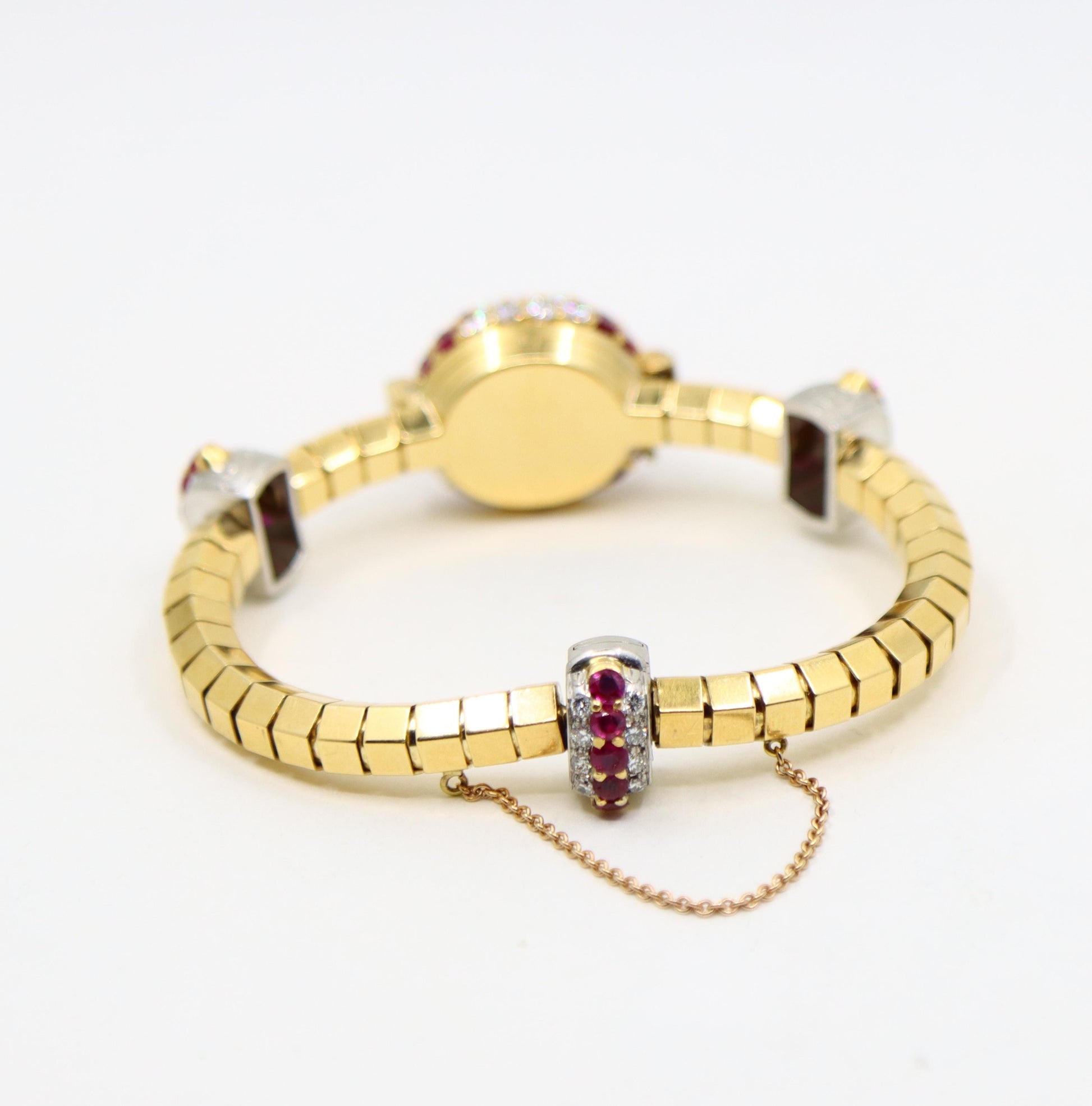 Retro Oscar Heyman 18K Yellow & White Gold Ruby Diamonds Bracelet