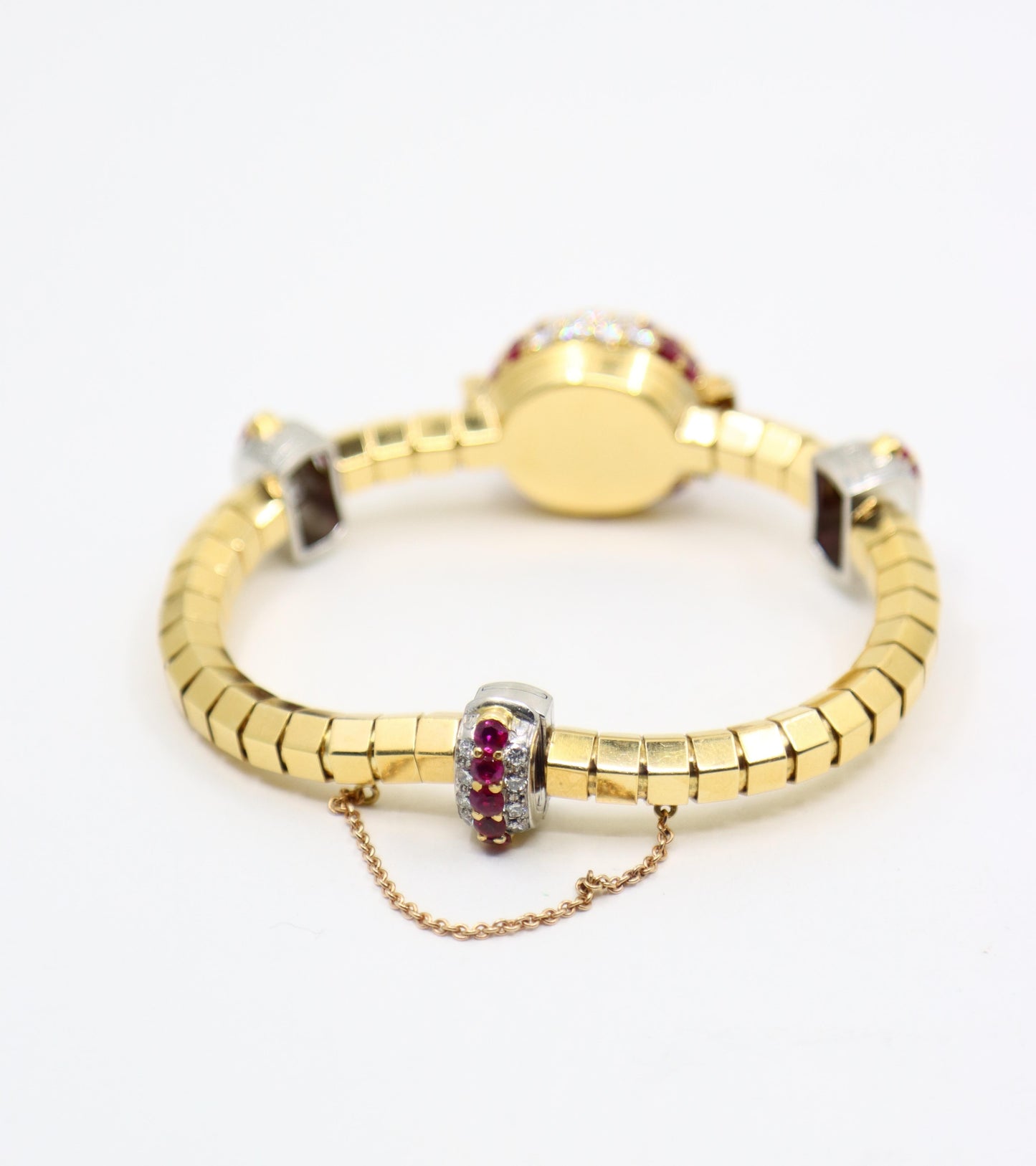 Retro Oscar Heyman 18K Yellow & White Gold Ruby Diamonds Bracelet