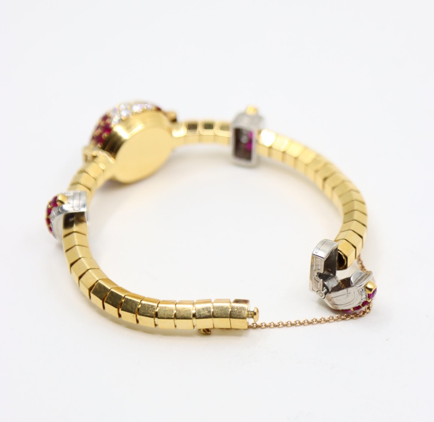 Retro Oscar Heyman 18K Yellow & White Gold Ruby Diamonds Bracelet