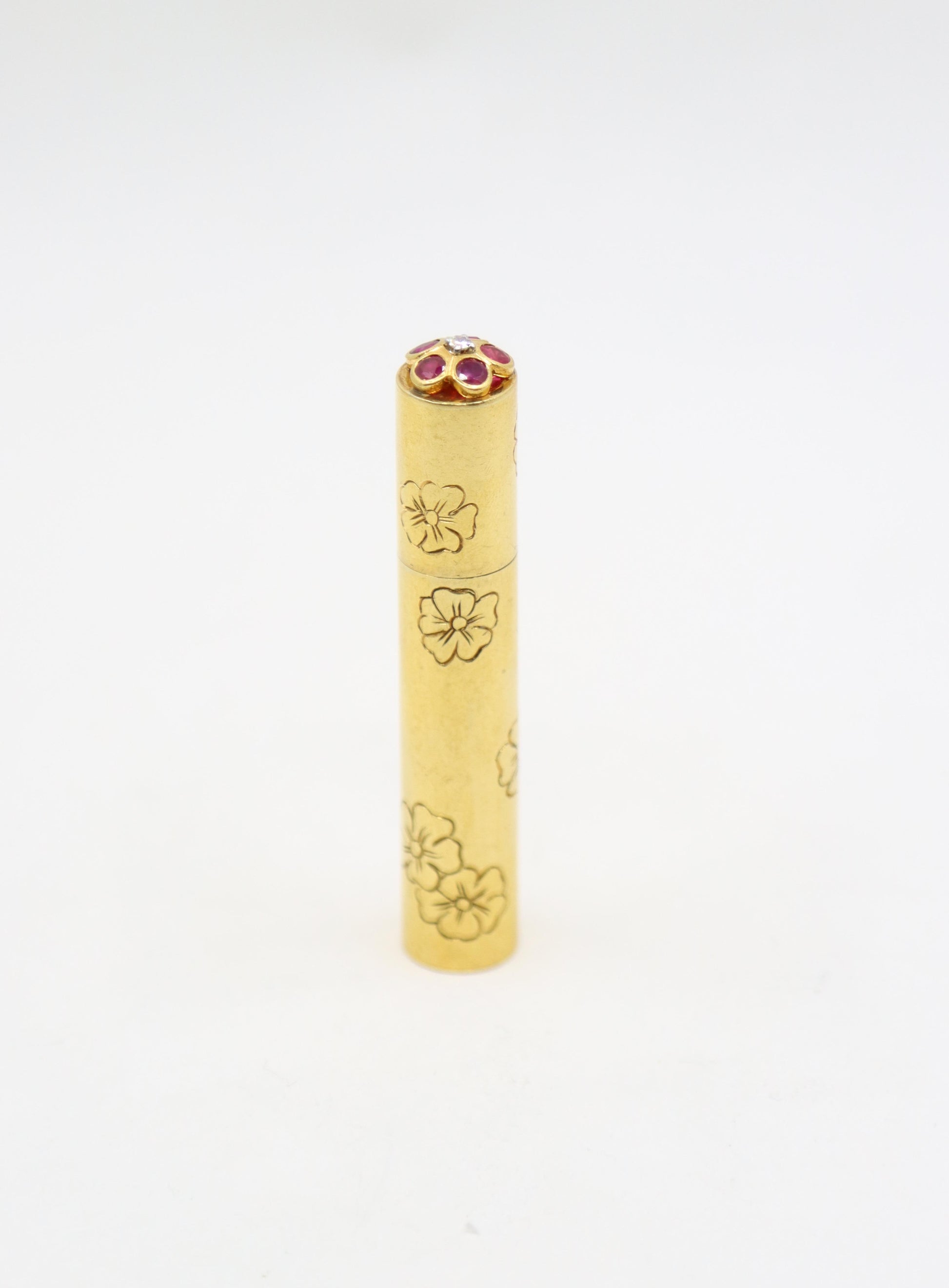 Vintage Van Cleef & Arpels 18k Gold Ruby and Diamond Perfume Bottle