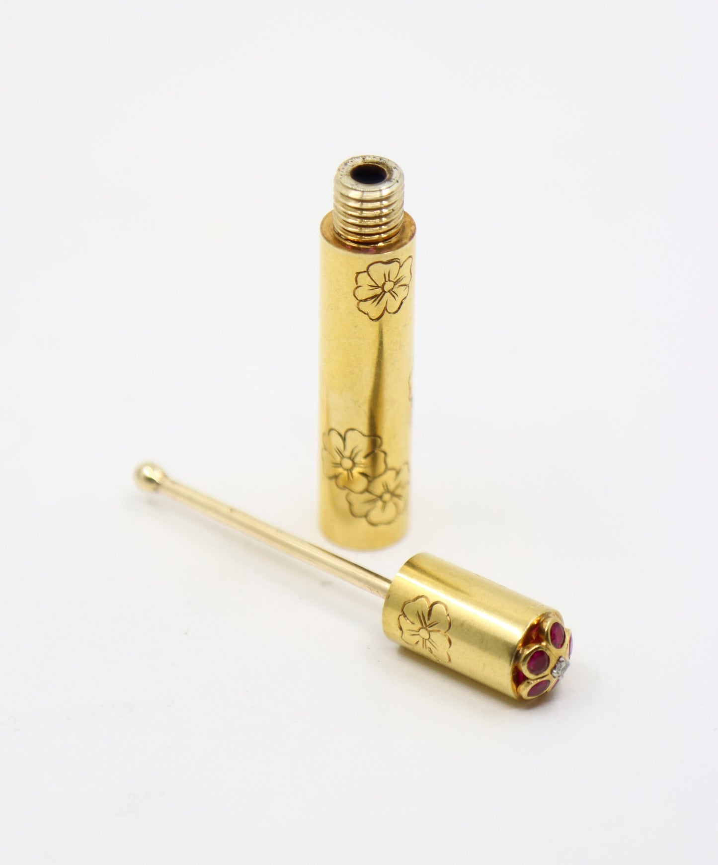 Vintage Van Cleef & Arpels 18k Gold Ruby and Diamond Perfume Bottle