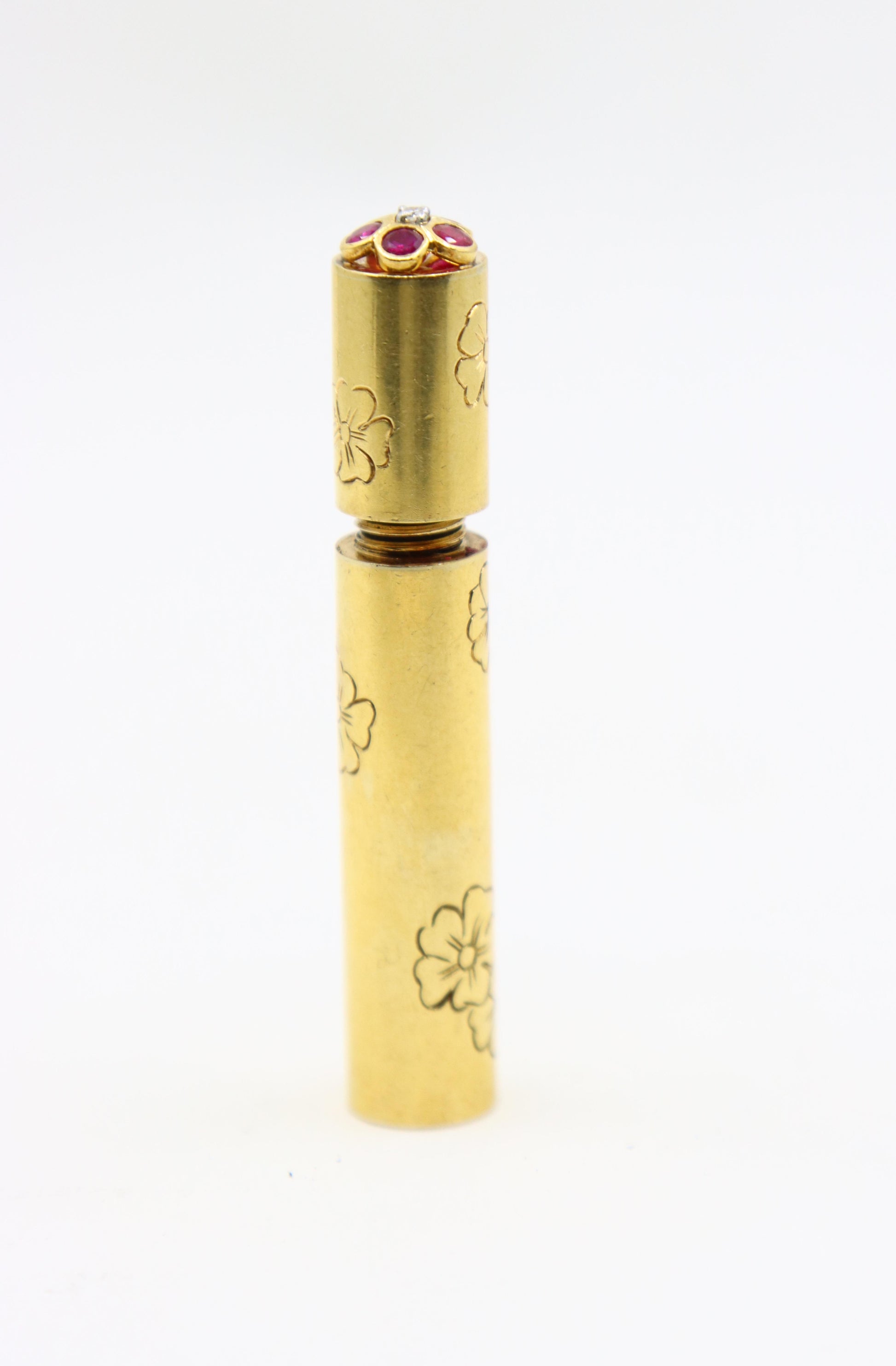 Vintage Van Cleef & Arpels 18k Gold Ruby and Diamond Perfume Bottle