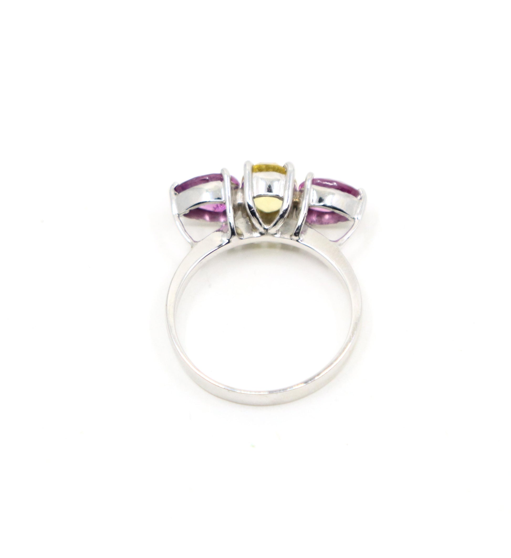 18K White Gold Yellow & Pink Sapphire Ring
