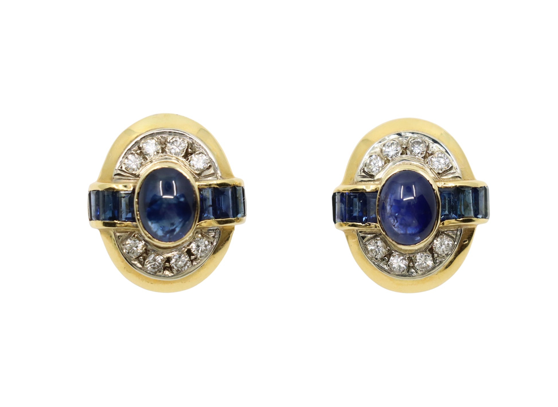 Vintage 18K Gold Sapphire Diamond Earring