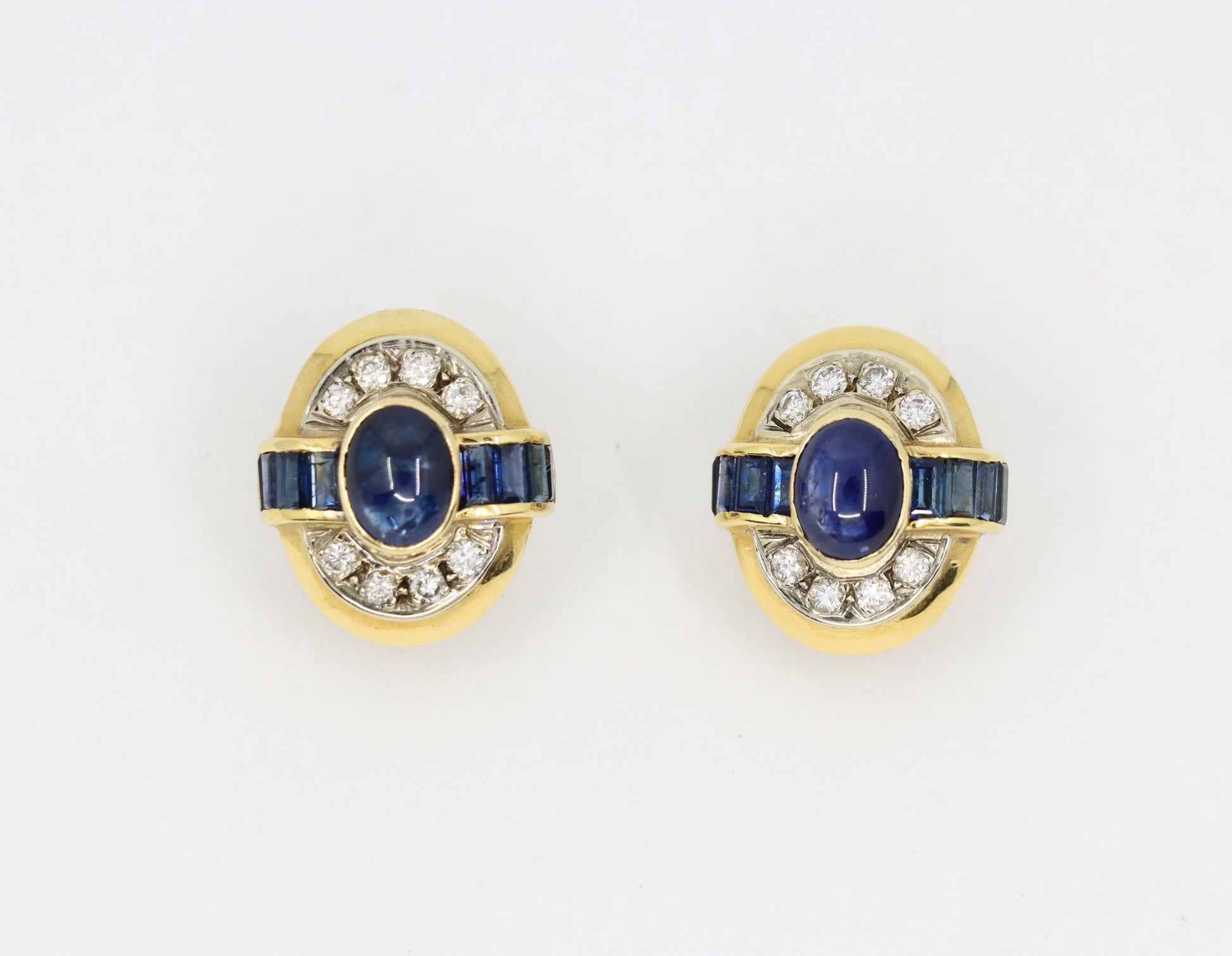 Vintage 18K Gold Sapphire Diamond Earring