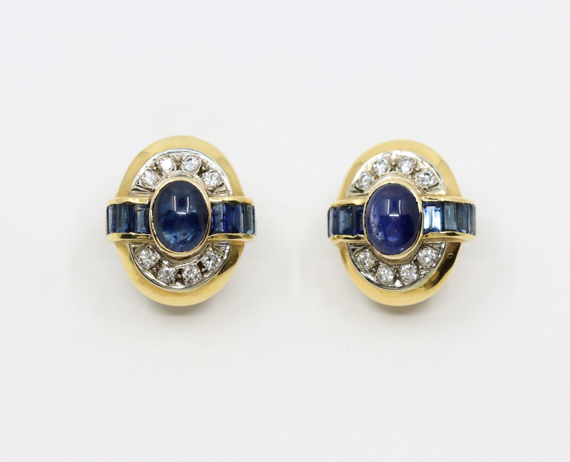 Vintage 18K Gold Sapphire Diamond Earring