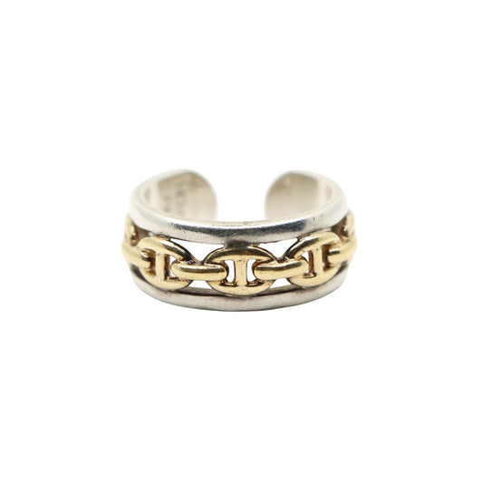 Hermes 18K Gold & Silver Chaine D'Ancre Enchainee Band Ring