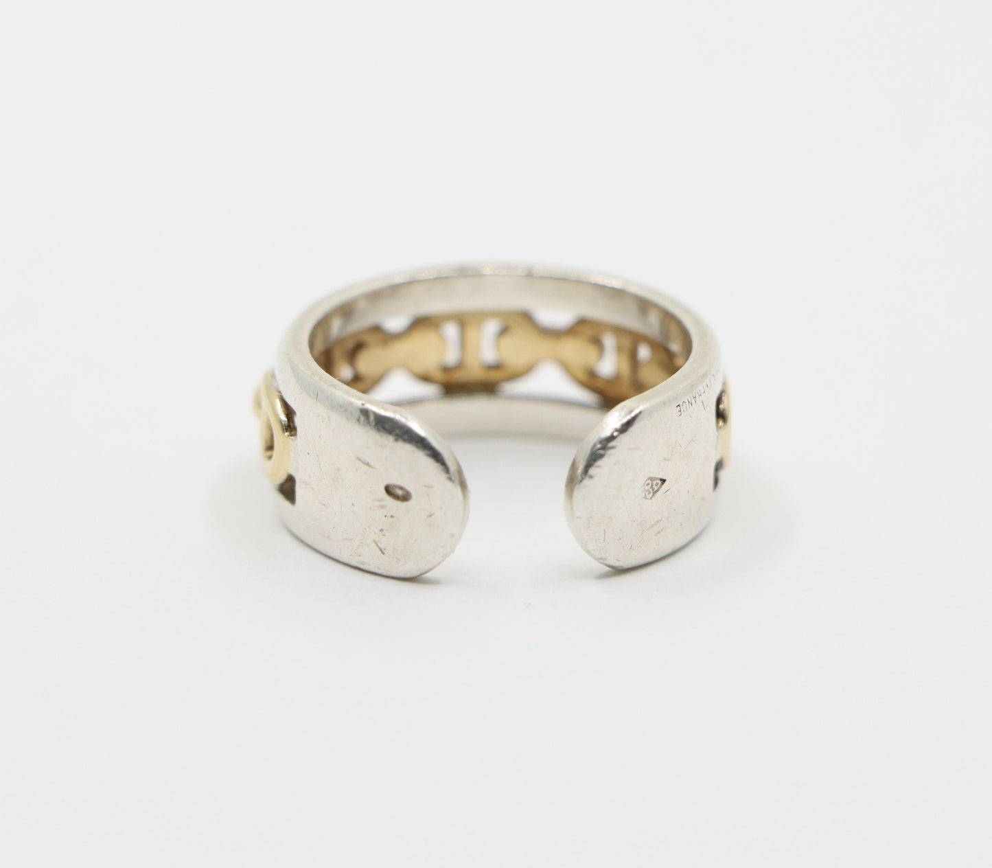 Hermes 18K Gold & Silver Chaine D'Ancre Enchainee Band Ring