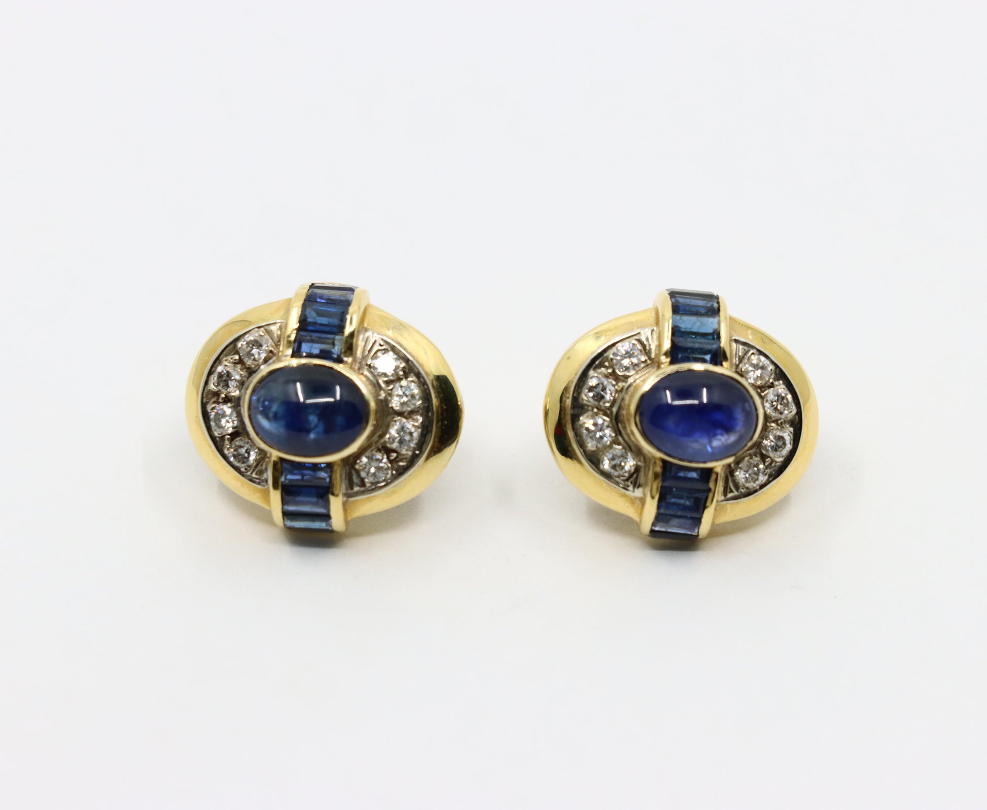 Vintage 18K Gold Sapphire Diamond Earring