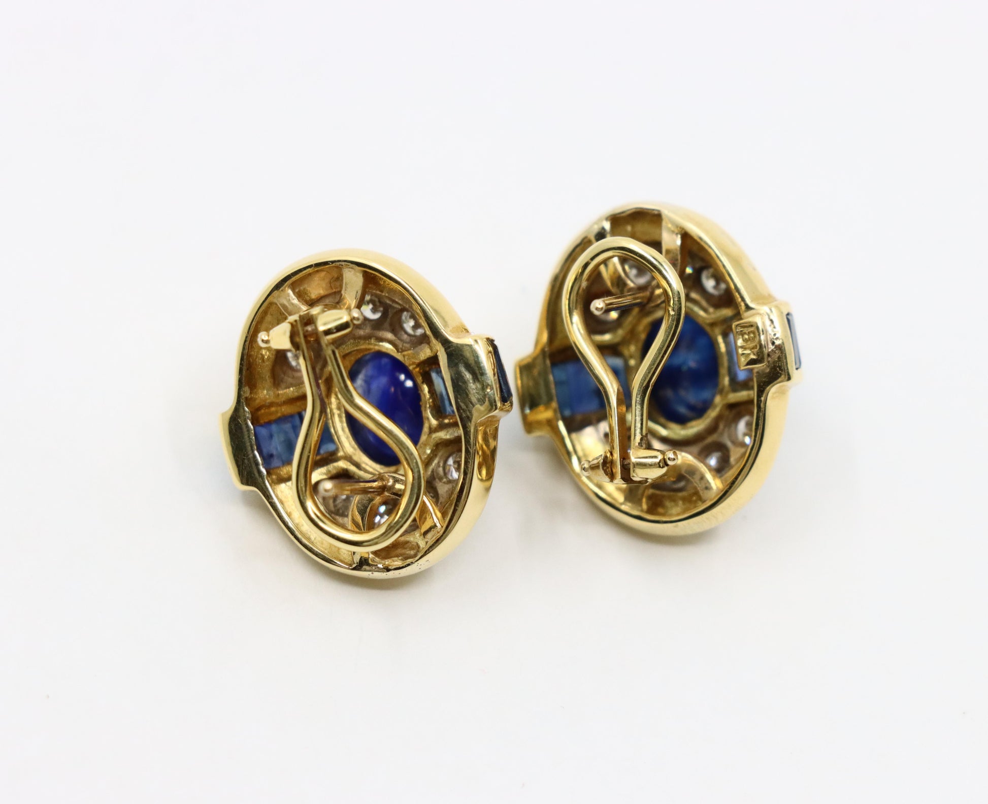 Vintage 18K Gold Sapphire Diamond Earring