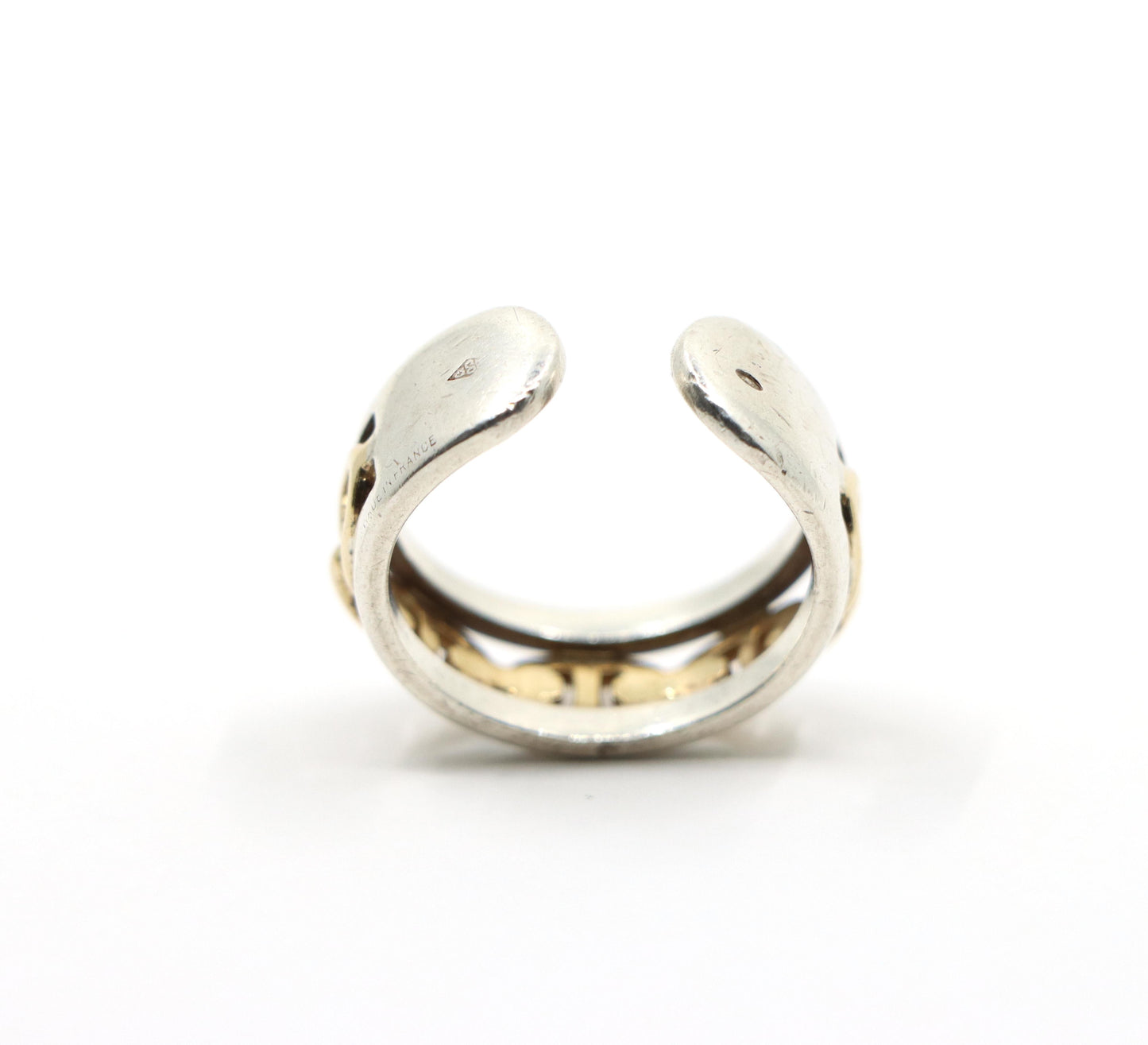 Hermes 18K Gold & Silver Chaine D'Ancre Enchainee Band Ring